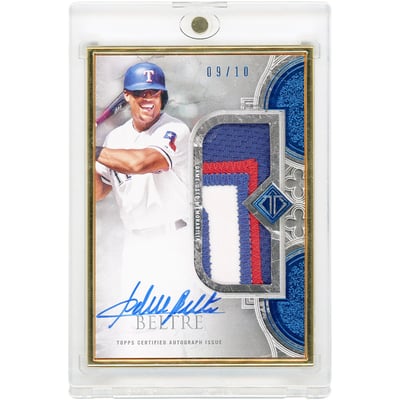 Adrian Beltre Texas Rangers Autographed 2023 Topps Transcendent Quad-Color Game Used Relic #TCPA-ABE #9/10 Card