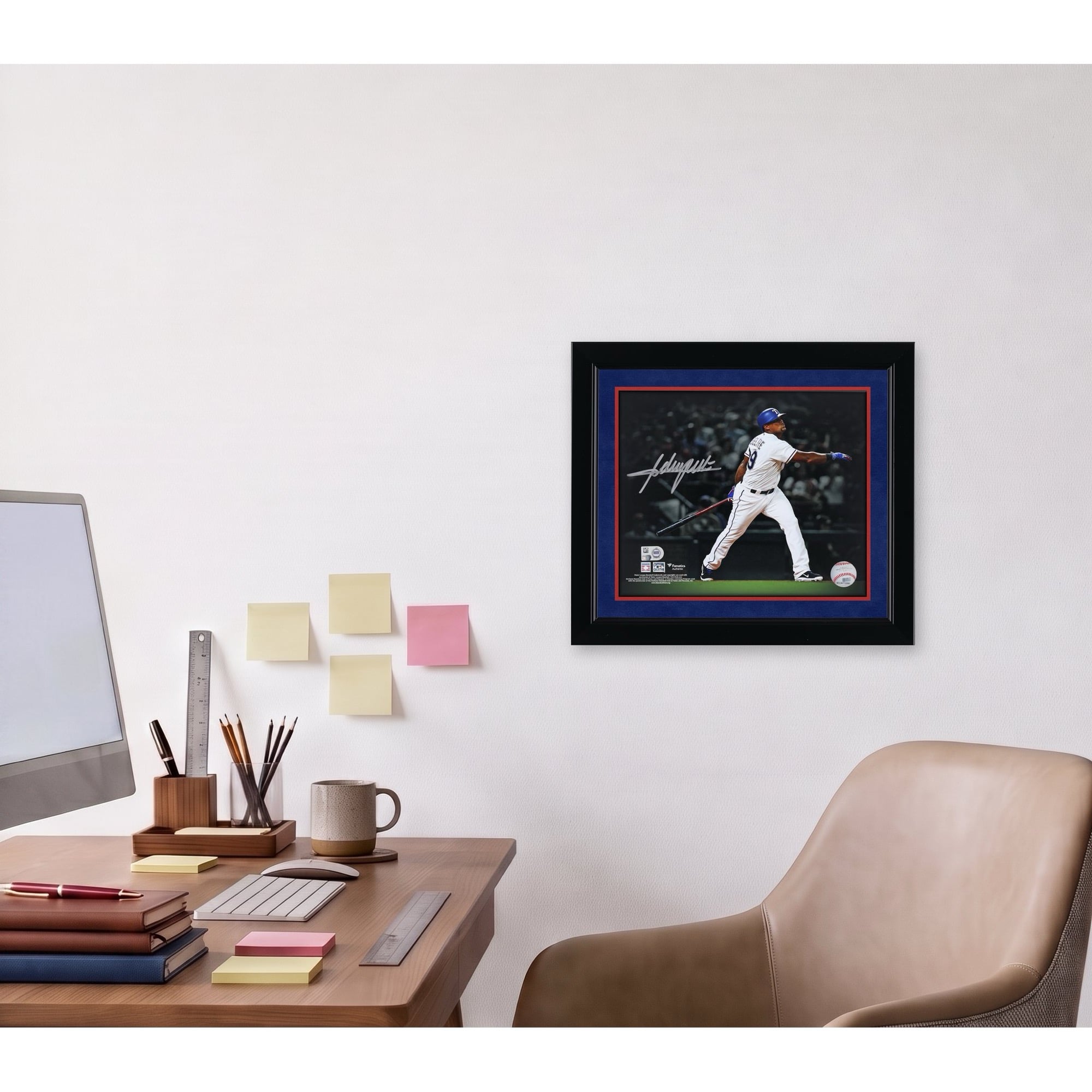 Photo dédicacée d'Adrian Beltre, joueur des Texas Rangers, format 8 x 10 pouces, mettant en vedette son coup de circuit.