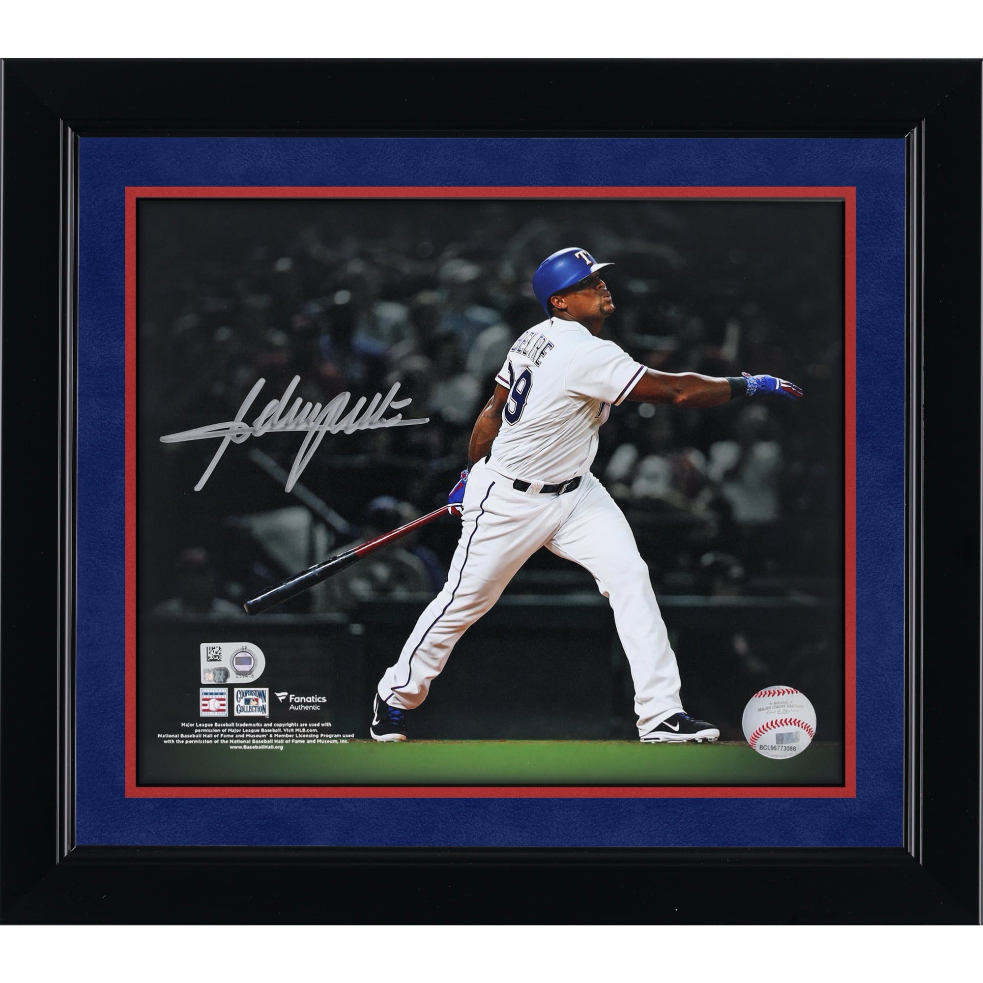Photo dédicacée d'Adrian Beltre, joueur des Texas Rangers, format 8 x 10 pouces, mettant en vedette son coup de circuit.