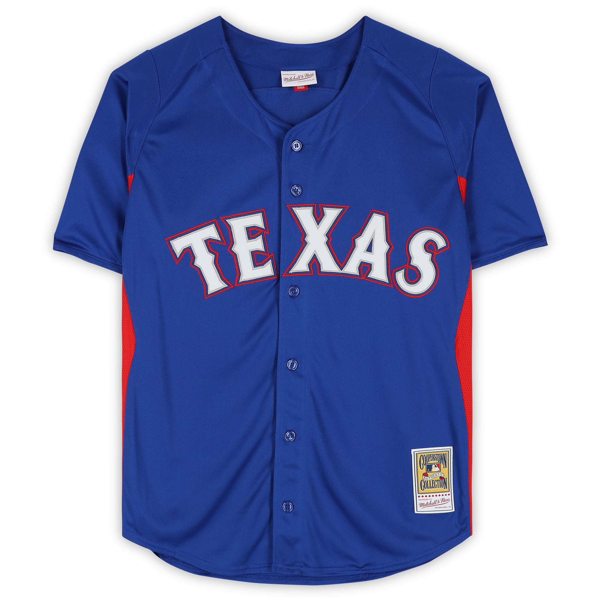 Maillot d'entraînement au bâton Royal Mitchell & Ness autographié par Adrian Beltre des Texas Rangers