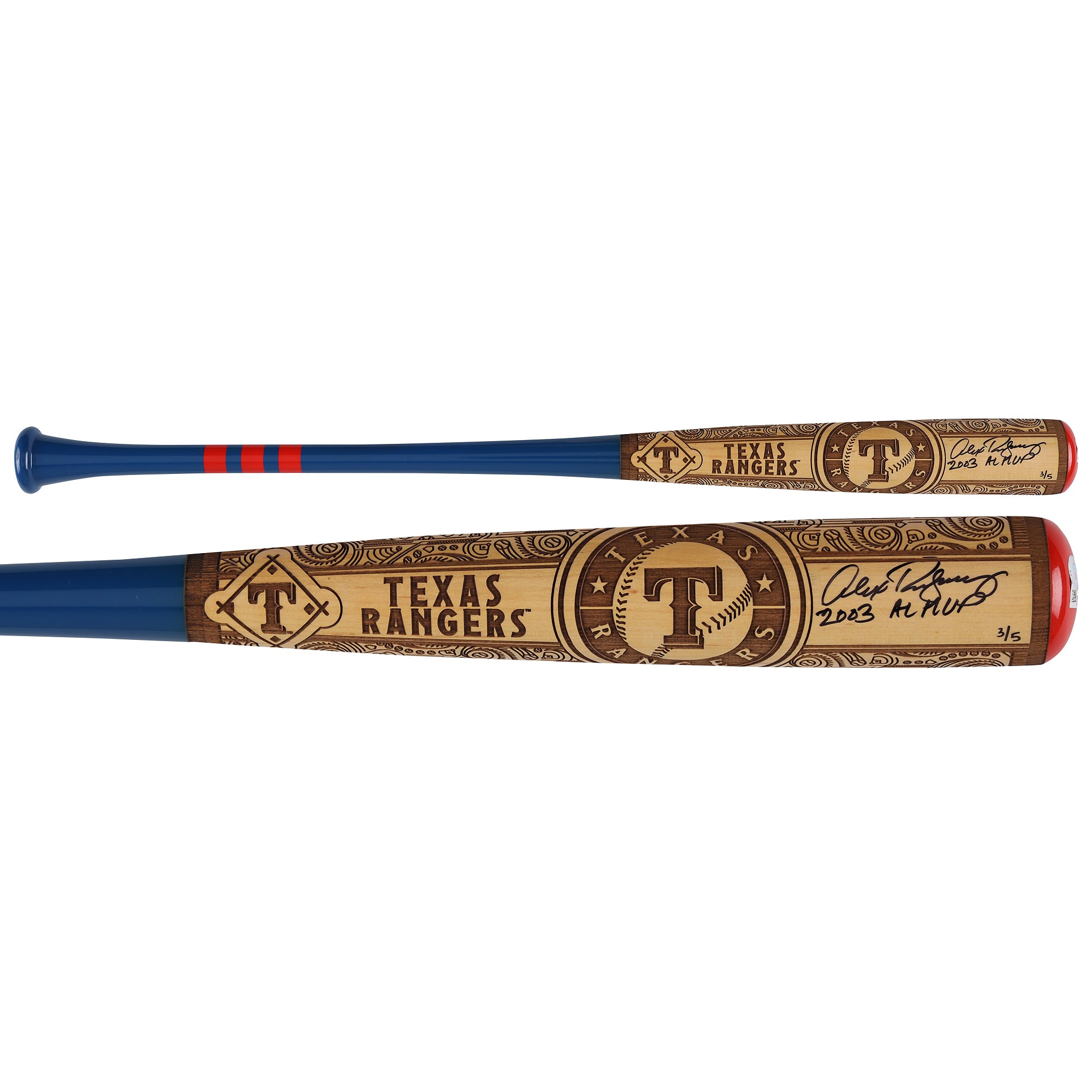 Alex Rodriguez Texas Rangers Autographed Pillbox Bat Company Mural Series Bat with "03 AL MVP" Inscription