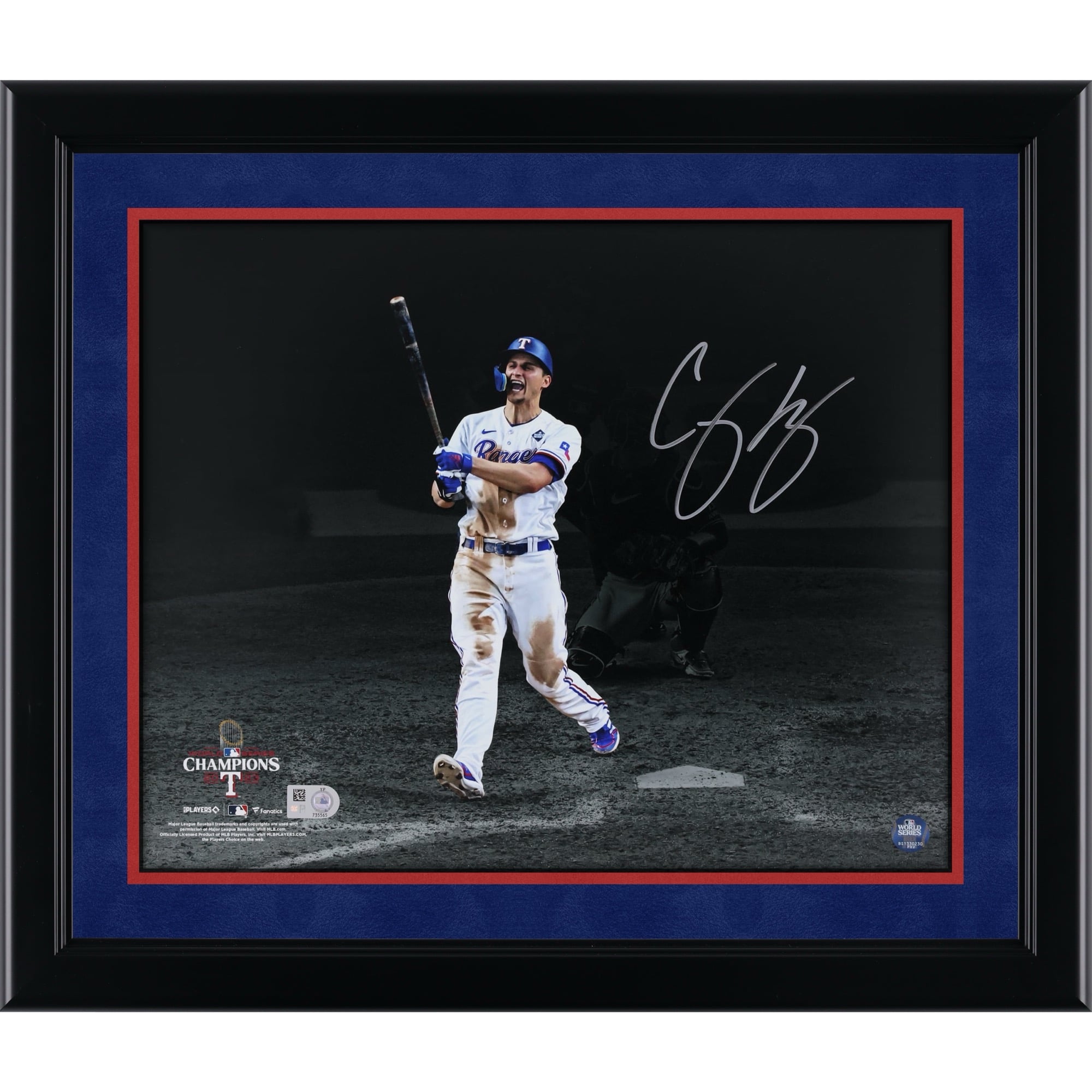 Corey Seager Texas Rangers Autographed 2023 World Series Champions 11" x 14" Hitting Spotlight Photograph