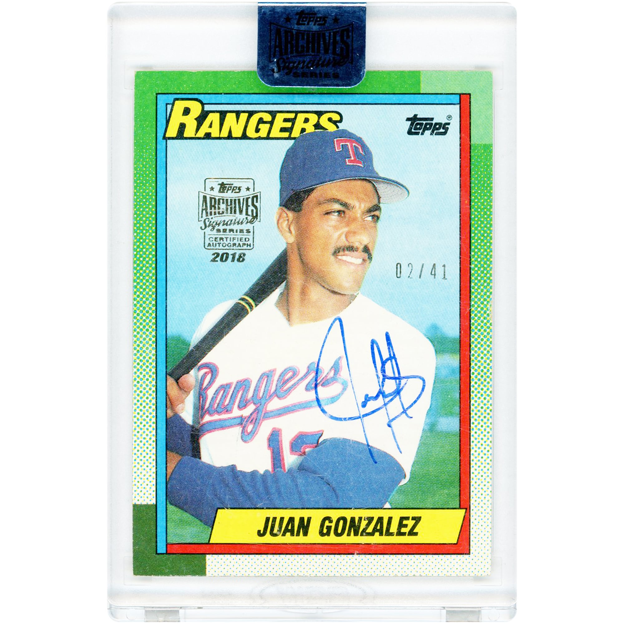 Juan González Texas Rangers Autographed 2018 Topps Archives Signature Series '90 Topps Design #331 #2/41 Card