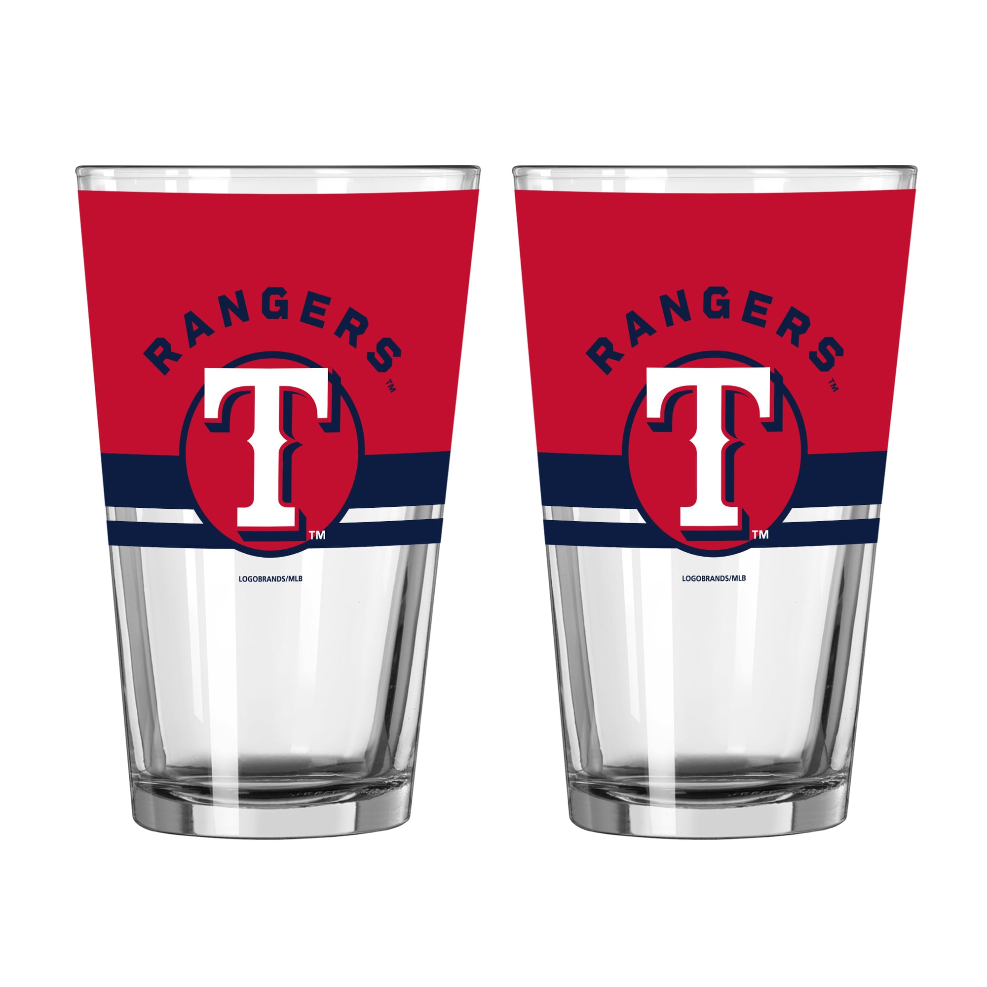 Ensemble de deux verres à bière Horizon de 473 ml (16 oz) Logo Brands Texas Rangers