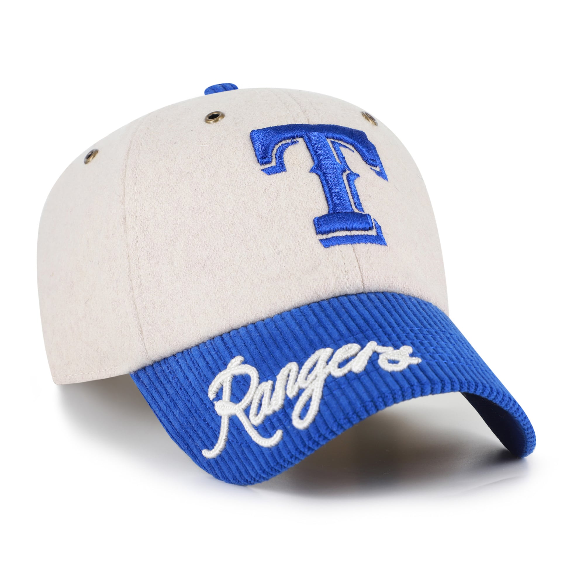 Casquette ajustable pour homme '47 Natural/Royal Texas Rangers Rope Script Clean Up