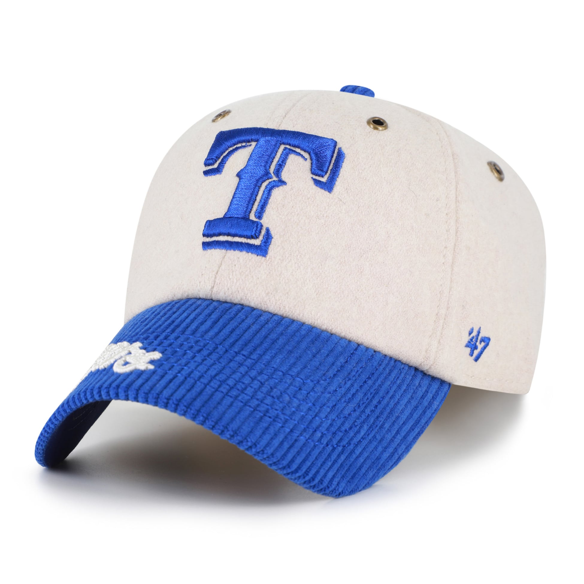 Casquette ajustable pour homme '47 Natural/Royal Texas Rangers Rope Script Clean Up