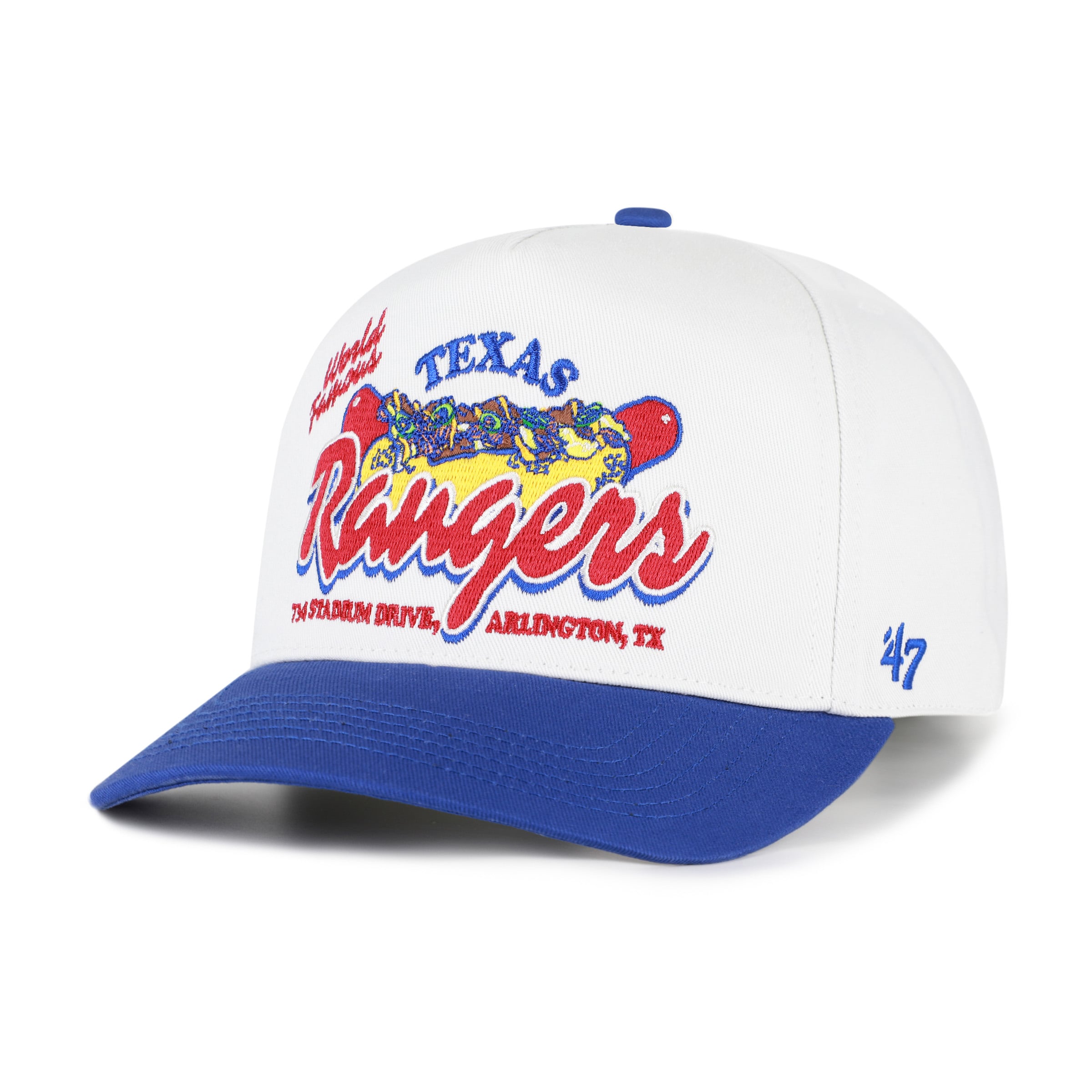 Casquette ajustable pour homme '47 Texas Rangers Glizzy Collection Hitch blanche/bleu roi