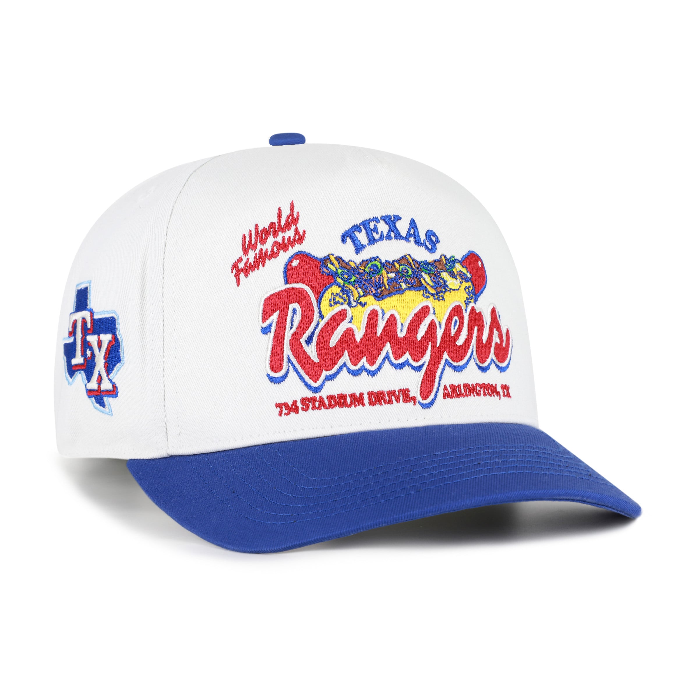 Casquette ajustable pour homme '47 Texas Rangers Glizzy Collection Hitch blanche/bleu roi