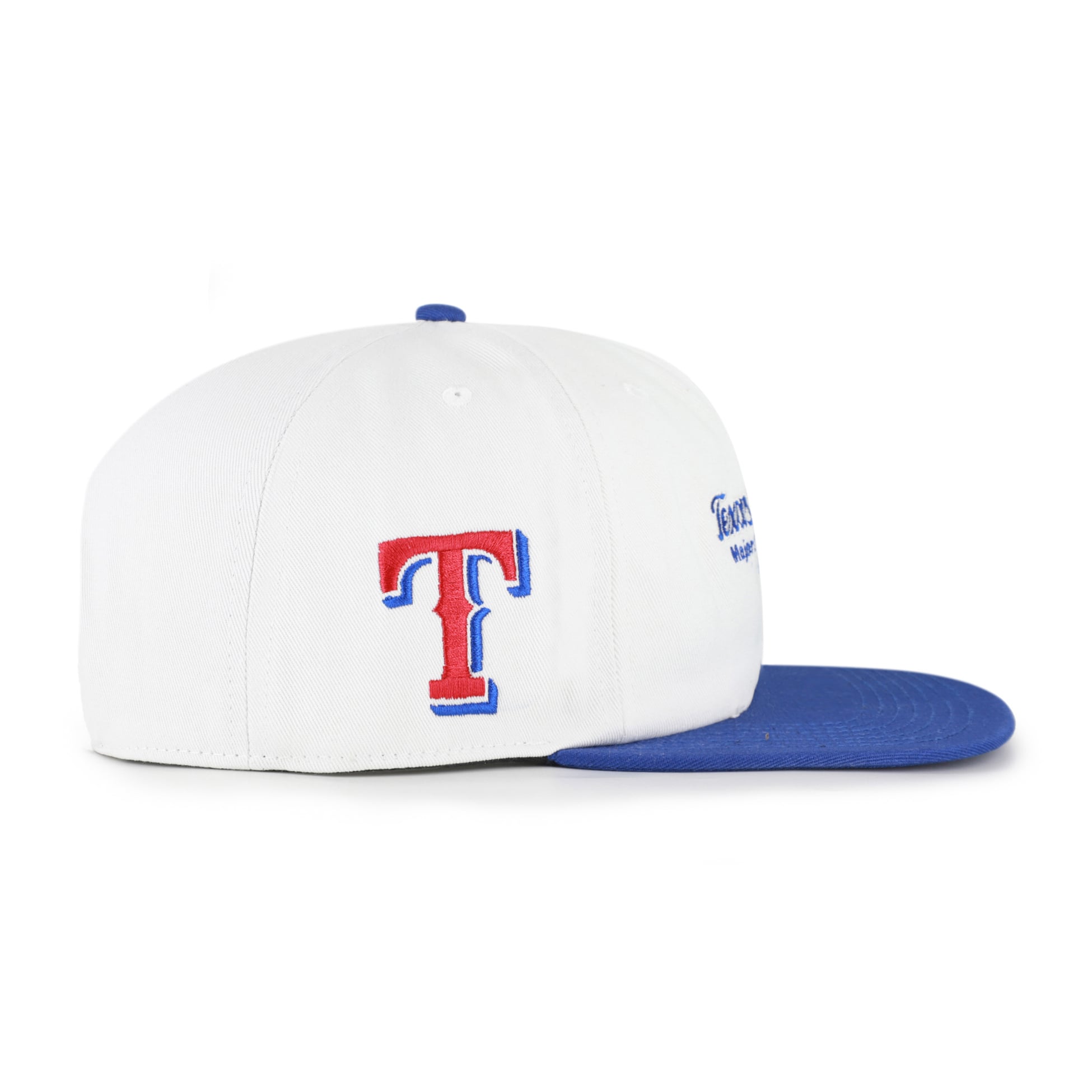 Men's '47 White/Royal Texas Rangers Script Stack Relaxed Captain Snapback