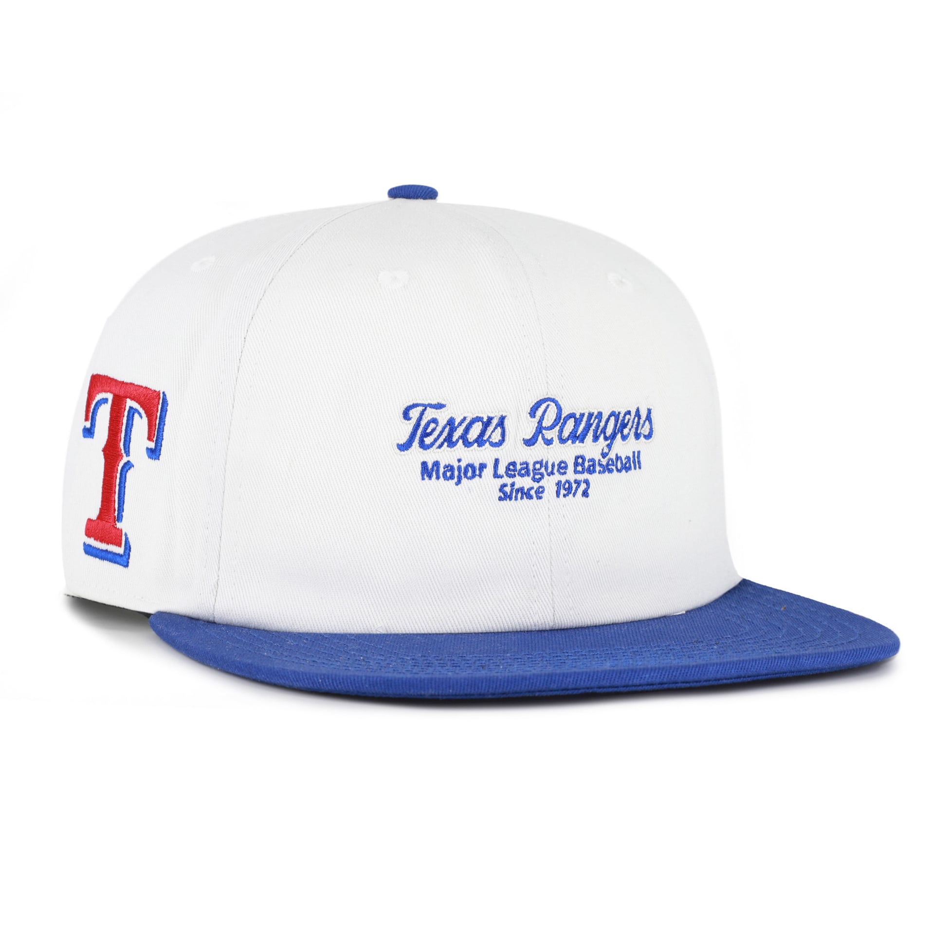 Men's '47 White/Royal Texas Rangers Script Stack Relaxed Captain Snapback