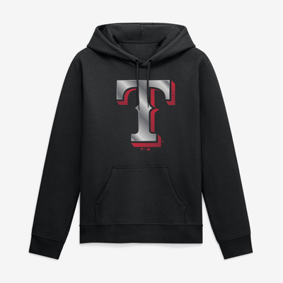 Texas Rangers Big & Tall Metallic Mascot Hoodie - Black