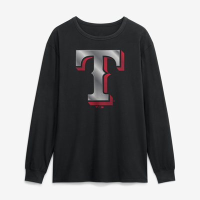 Texas Rangers  Metallic Mascot Long Sleeve T-Shirt - Black