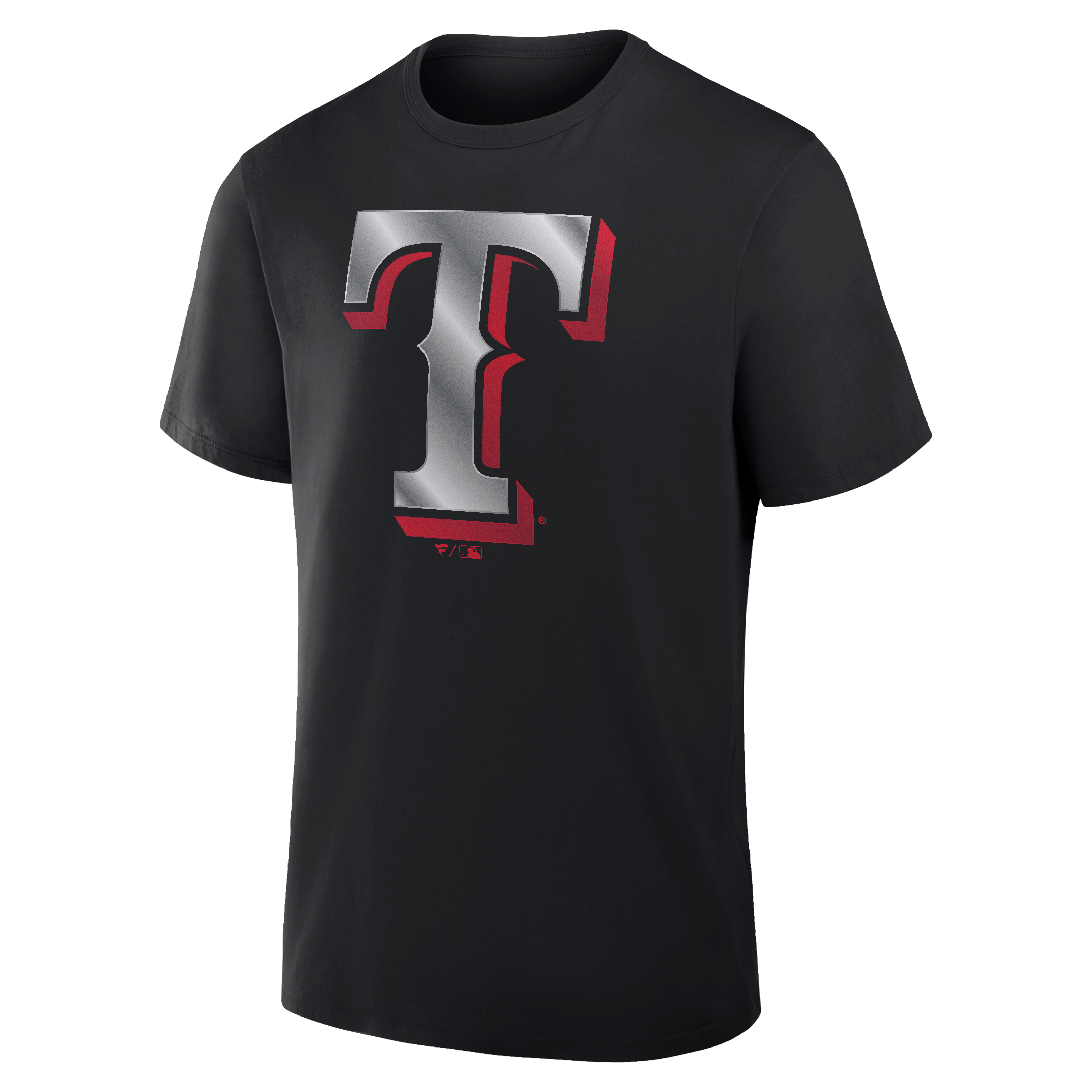 T-shirt noir pour homme avec mascotte métallique des Texas Rangers