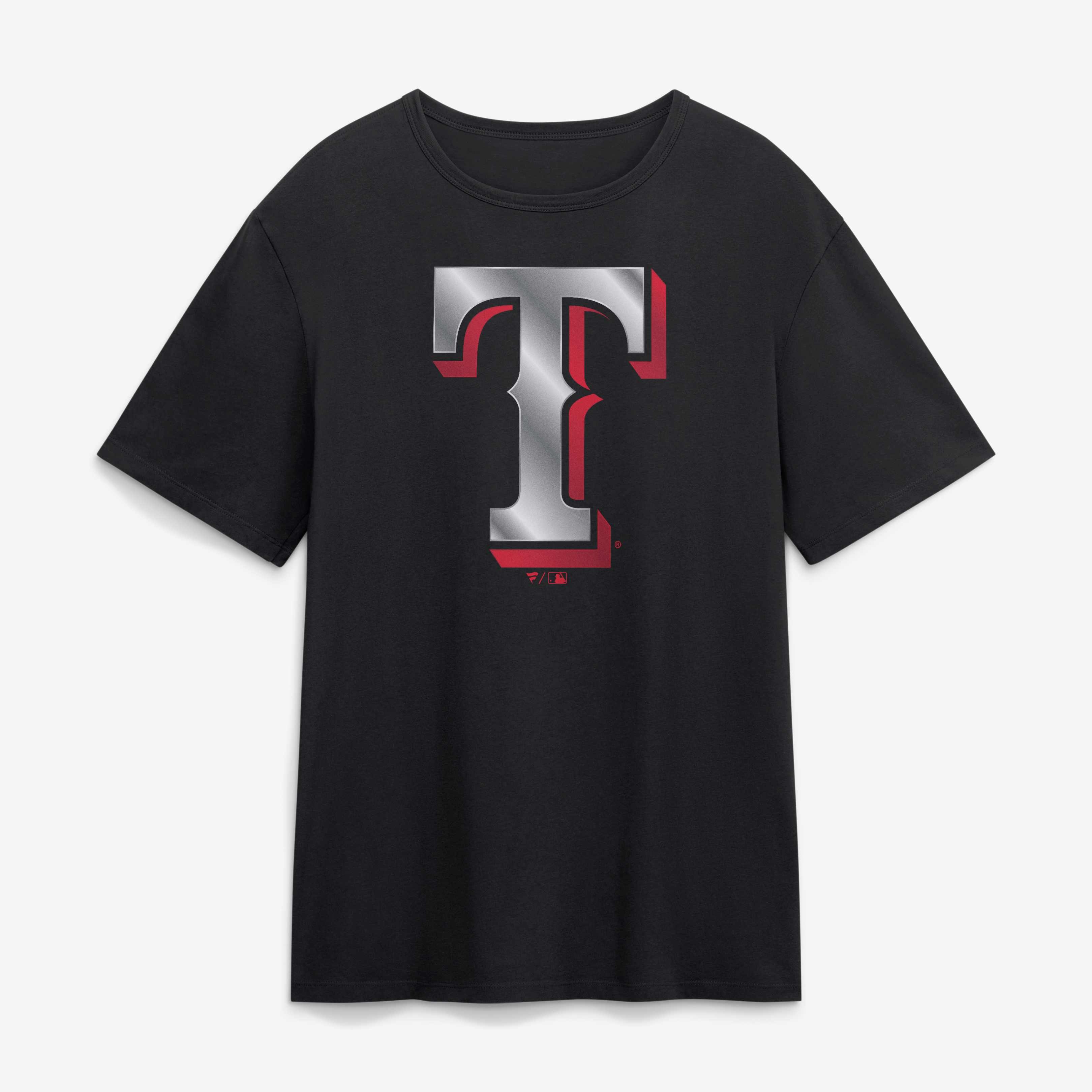 T-shirt noir pour homme avec mascotte métallique des Texas Rangers