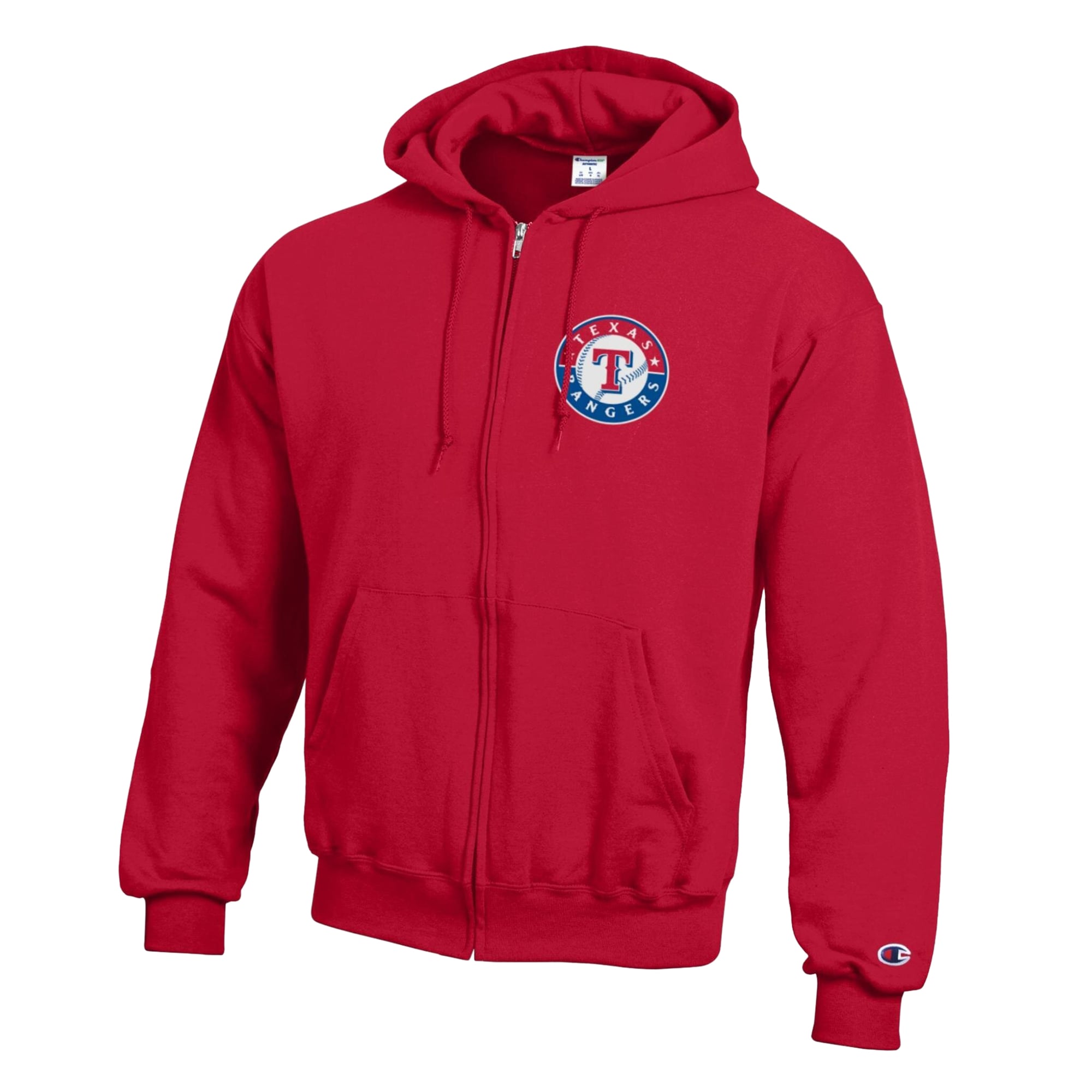 Men's Champion Red Texas Rangers Powerblend Full-Zip Hoodie