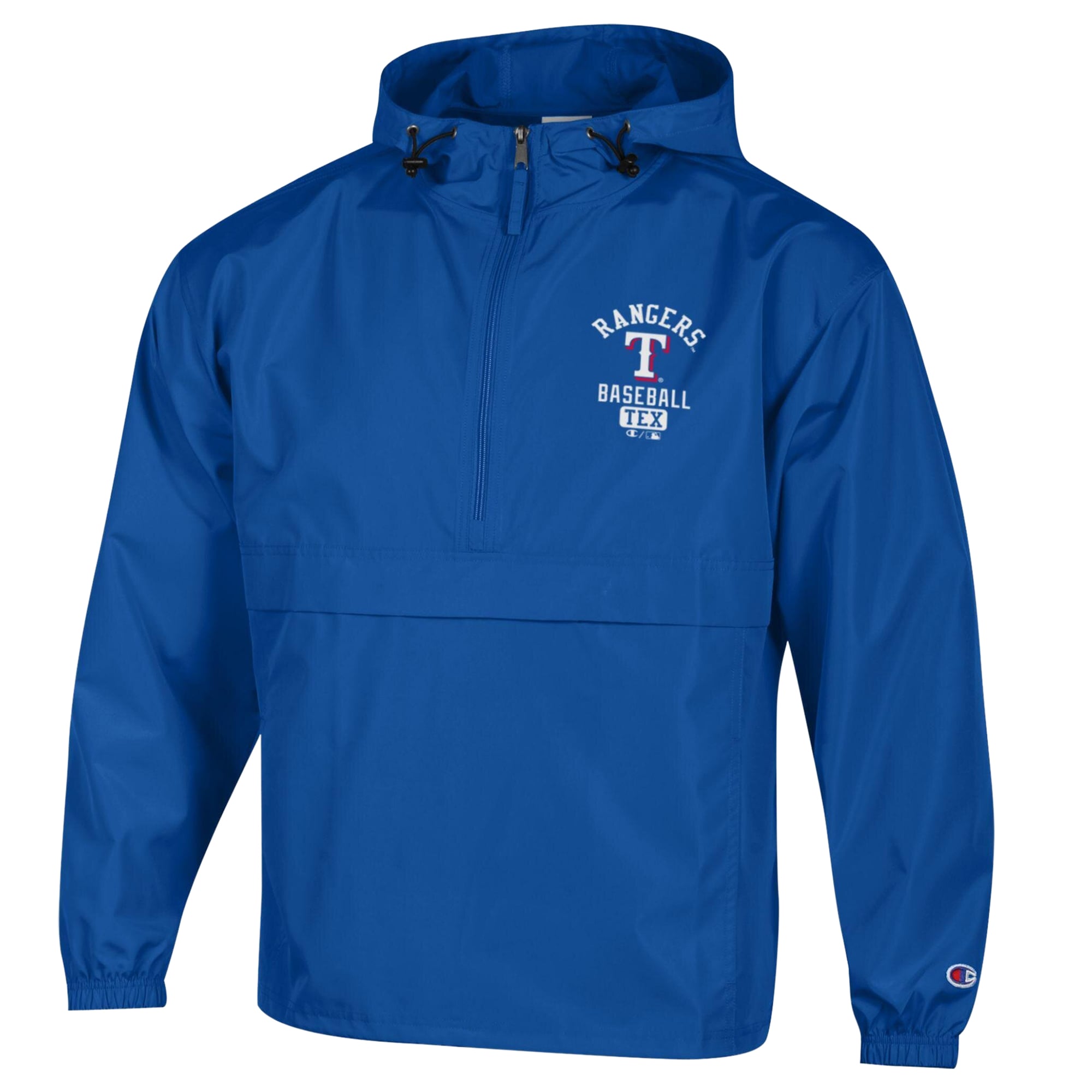 Men's Champion Royal Texas Rangers Packable Windbreaker Half-Zip Jacket