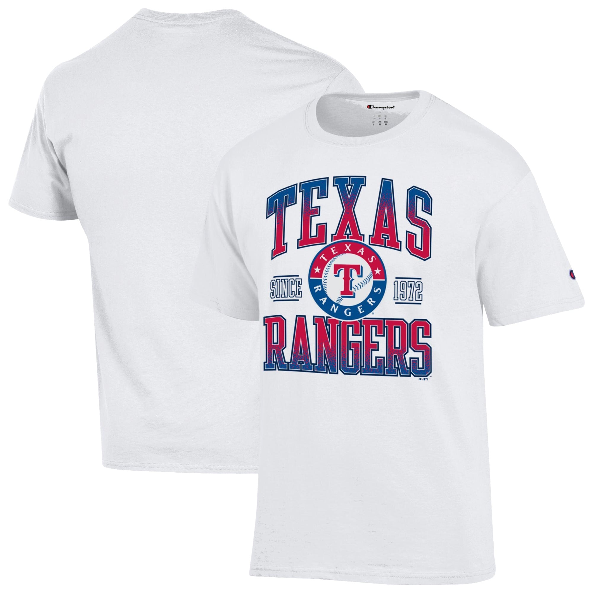 Men's Champion White Texas Rangers Team Name T-Shirt