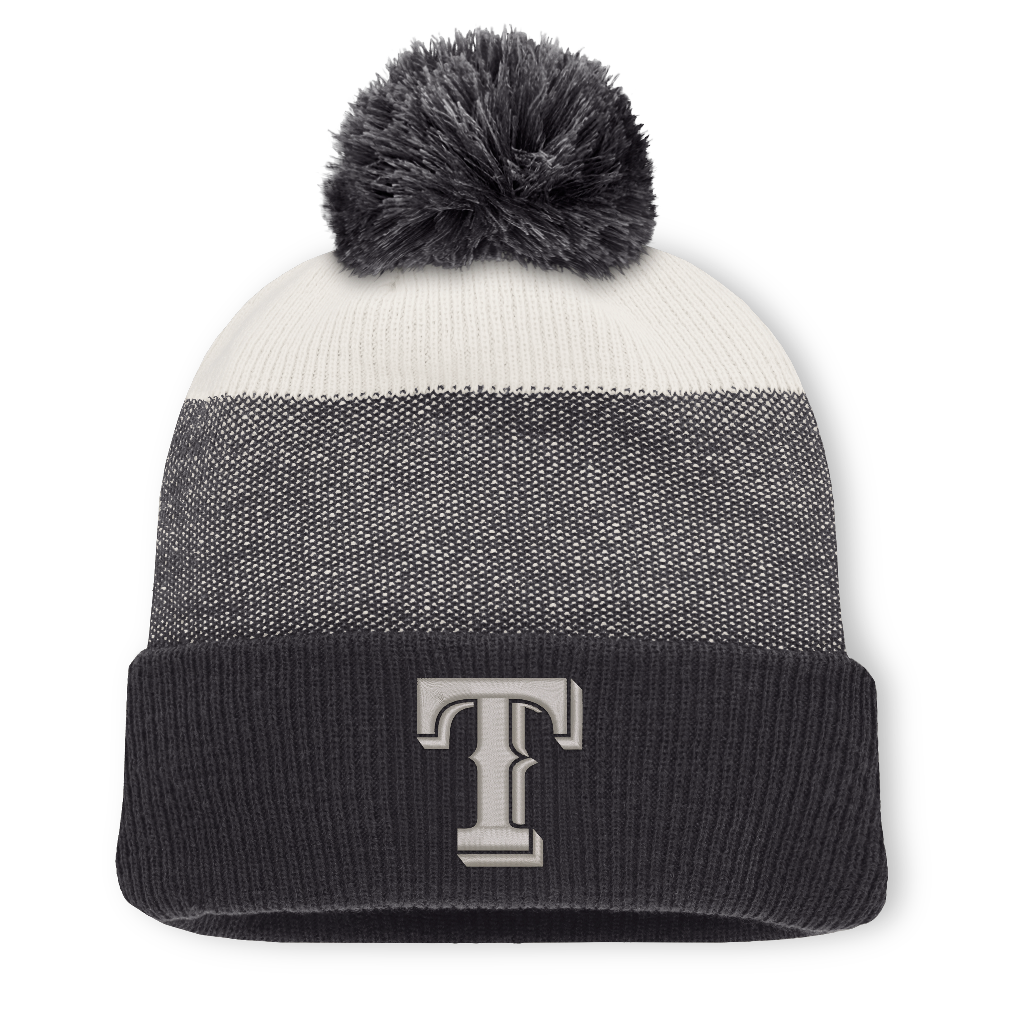 Men's Fanatics Charcoal/Gray Texas Rangers Cuffed Knit Hat with Pom