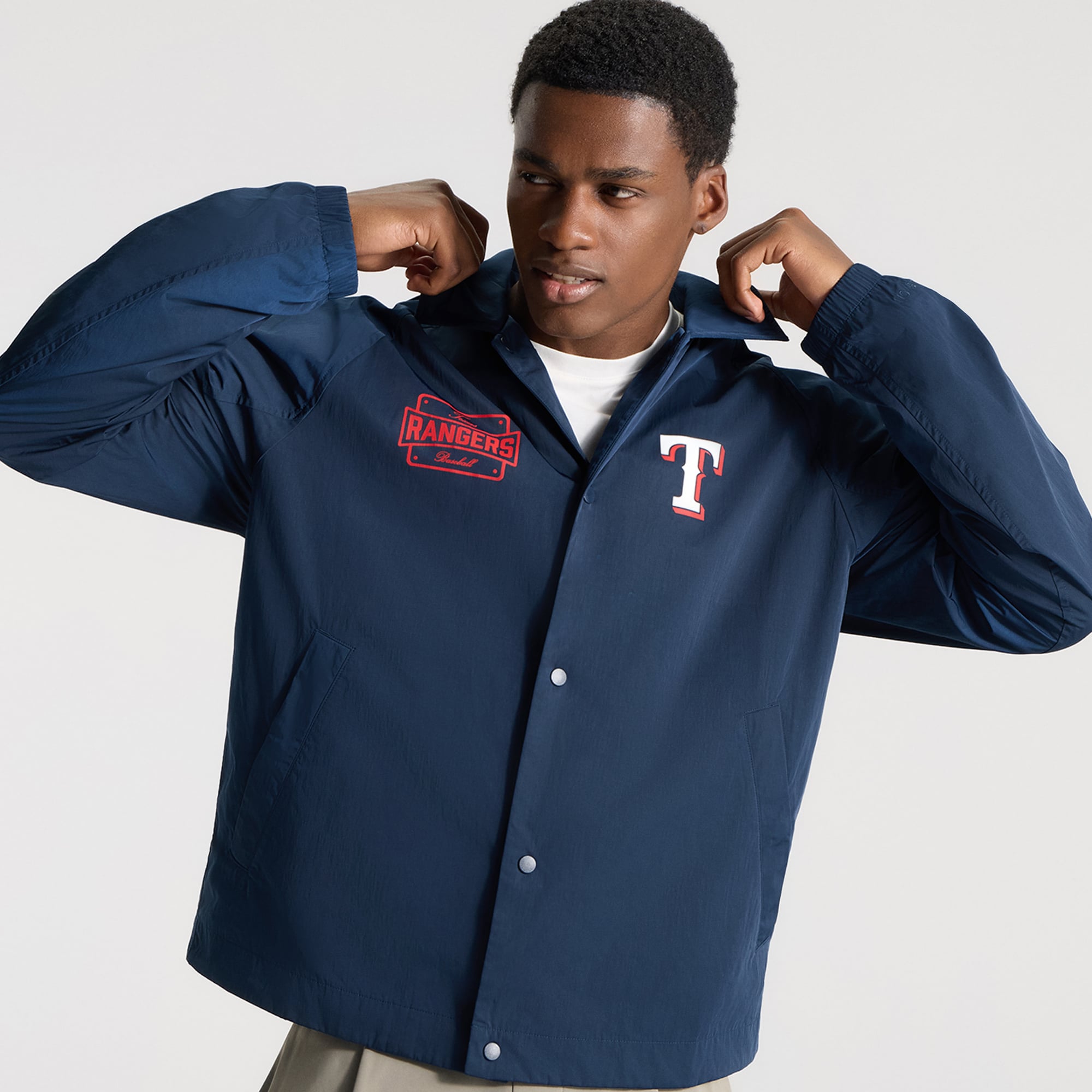 Veste d'entraîneur raglan lululemon True Navy Texas Rangers pour homme