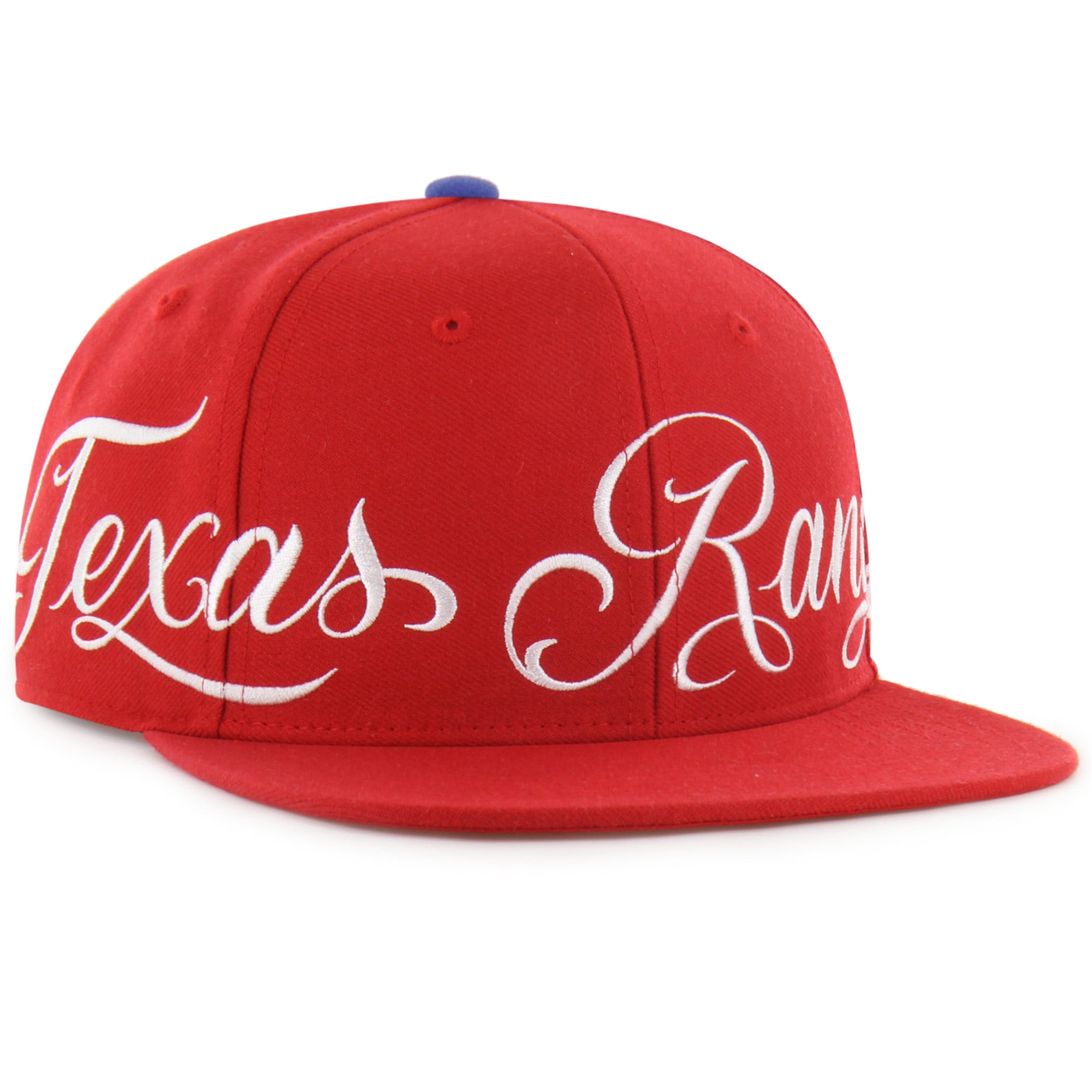 Men's Mister Cartoon x '47 Royal Texas Rangers Wrap Script Captain Snapback Hat