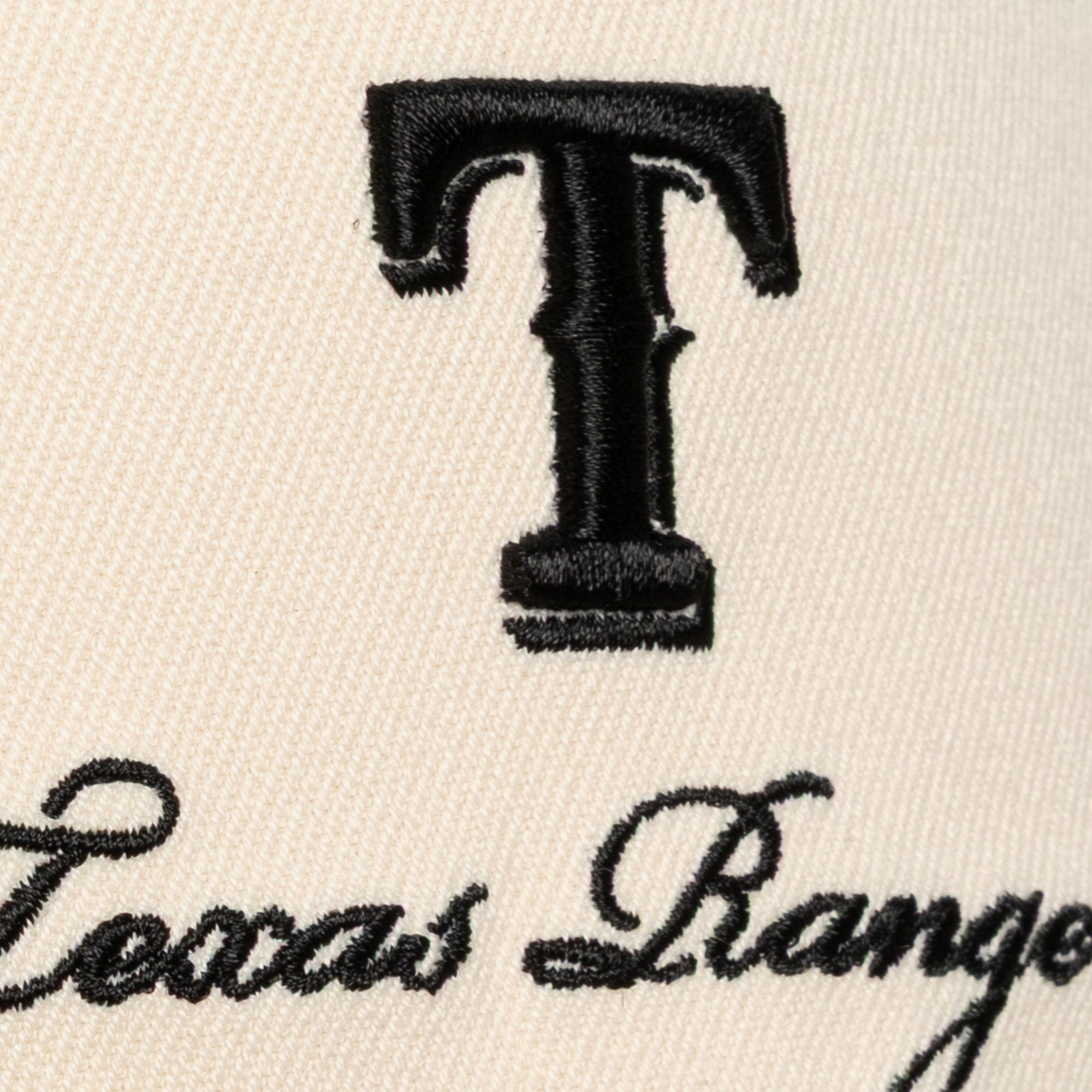 Men's Mitchell & Ness Cream/Black Texas Rangers Flawless Stretch Snapback Hat