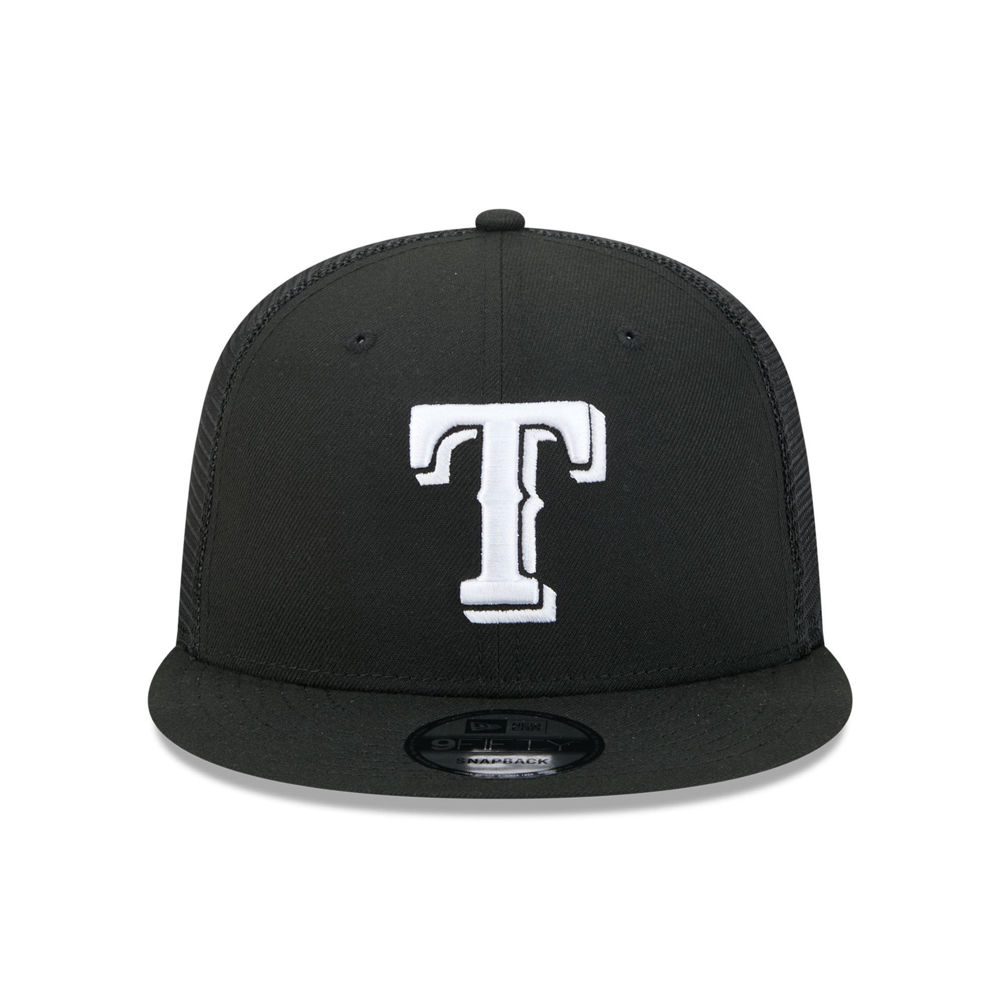 Casquette trucker ajustable New Era 9FIFTY Texas Rangers noire pour homme