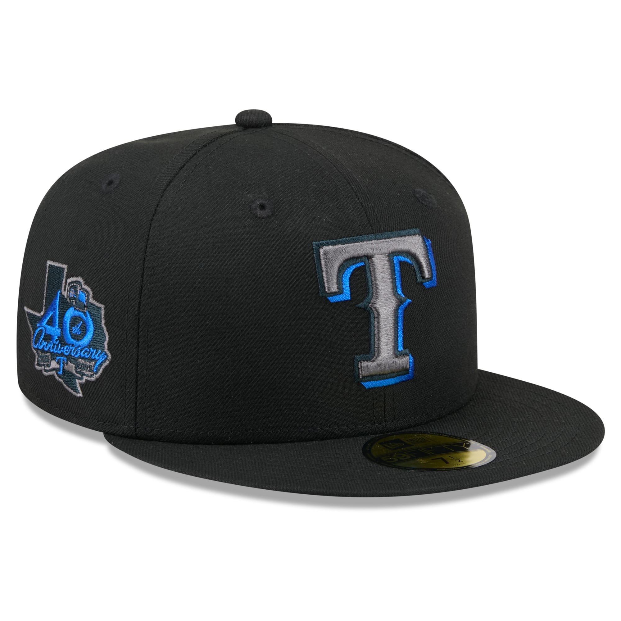 Casquette ajustée New Era 59FIFTY pour homme, noire, Texas Rangers, color pop