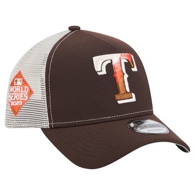 Texas Rangers New Era Pumpkin Spice A-Frame 9FORTY Adjustable Trucker Hat - Brown
