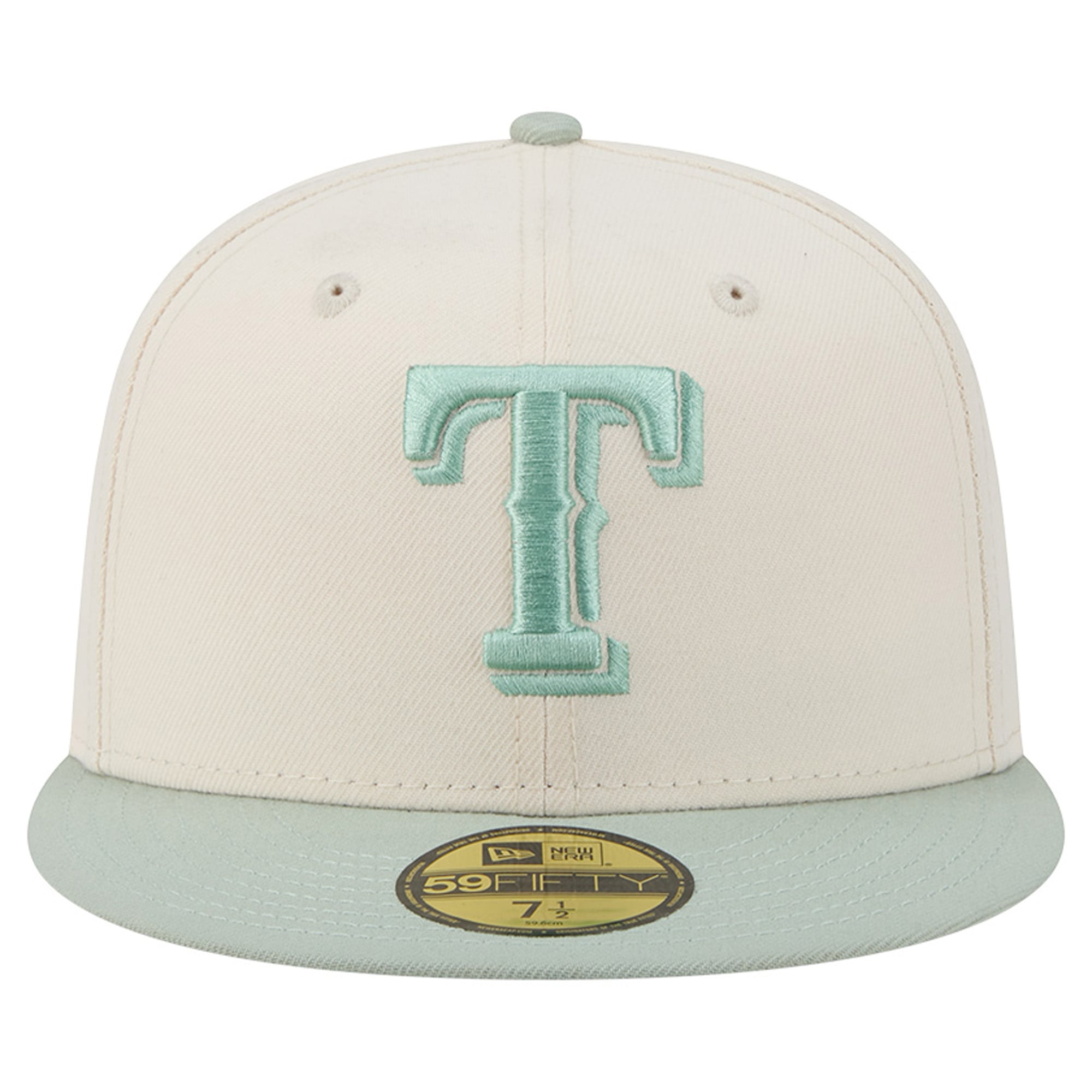 Casquette ajustée New Era 59FIFTY crème/verte Texas Rangers pour homme