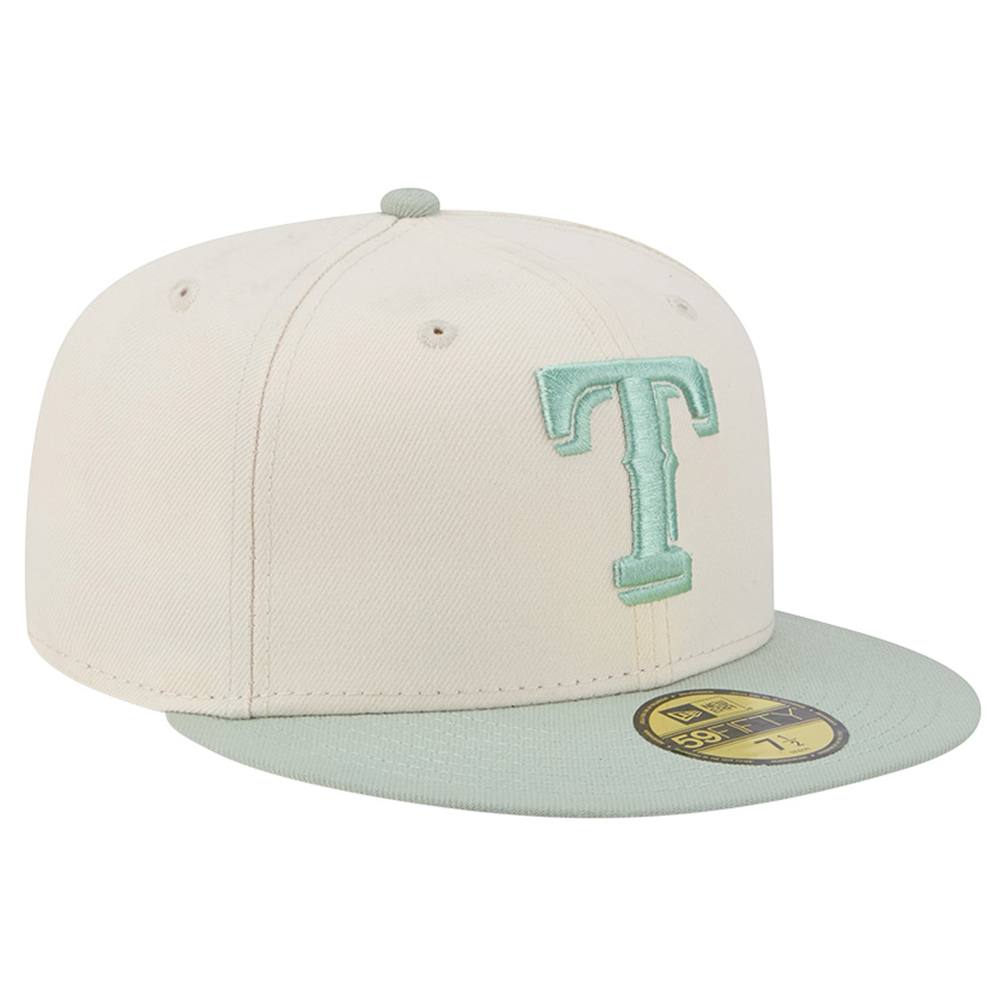 Casquette ajustée New Era 59FIFTY crème/verte Texas Rangers pour homme