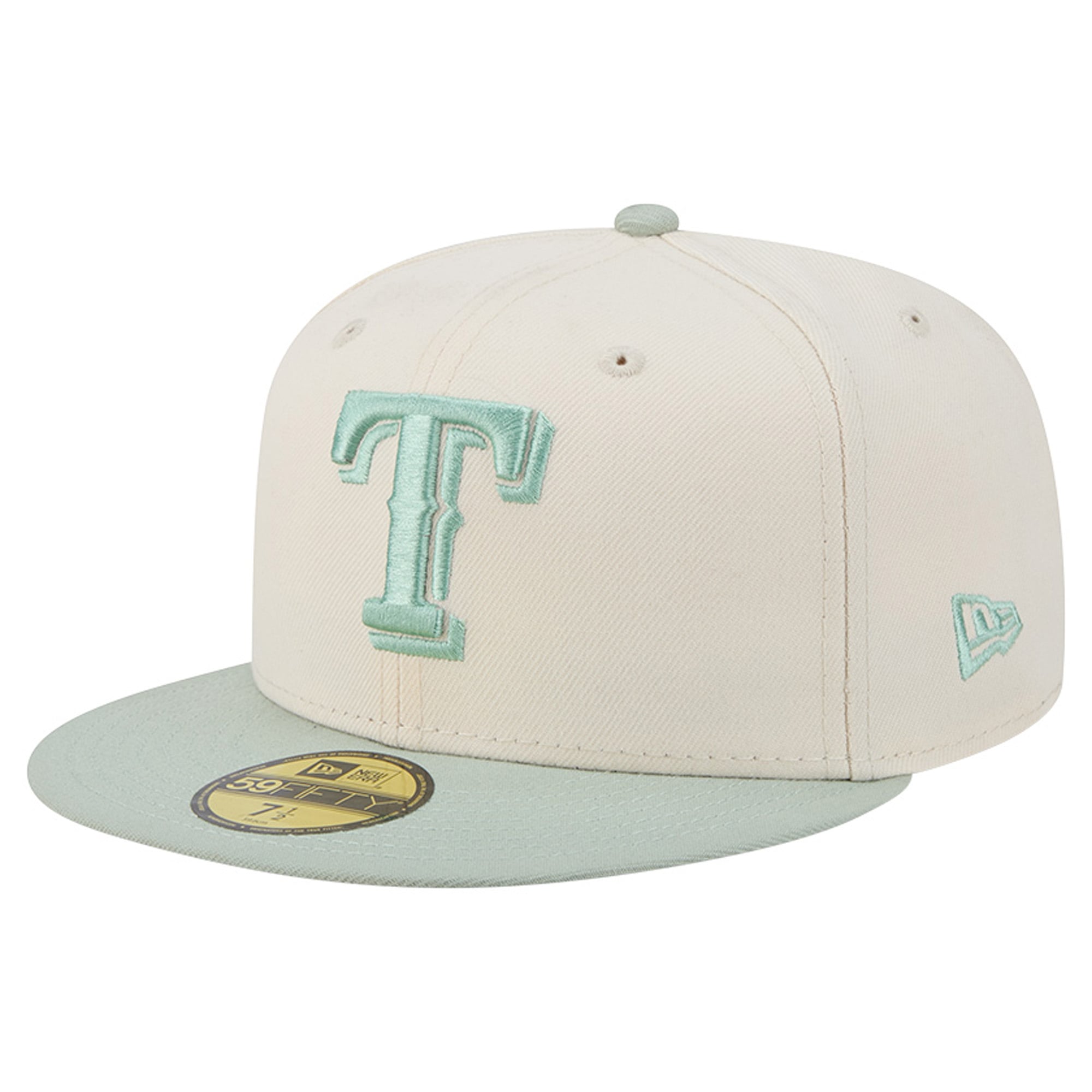 Casquette ajustée New Era 59FIFTY crème/verte Texas Rangers pour homme