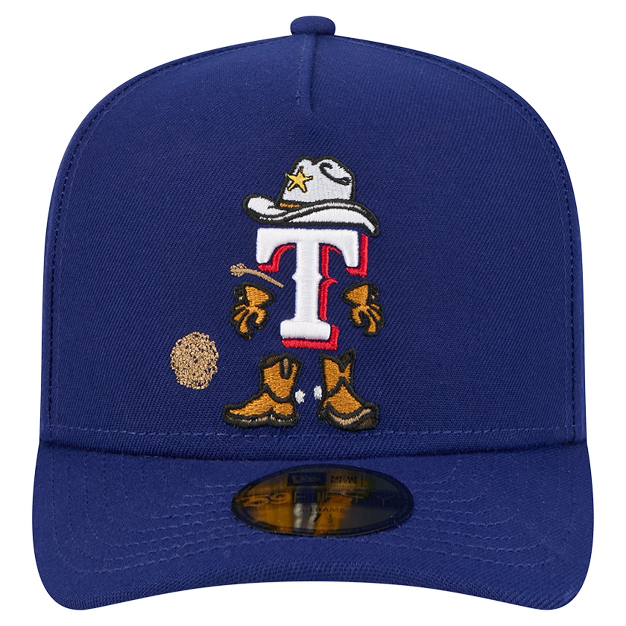 Men's New Era Dark Blue Texas Rangers Cartoon A-Frame 59FIFTY Fitted Hat