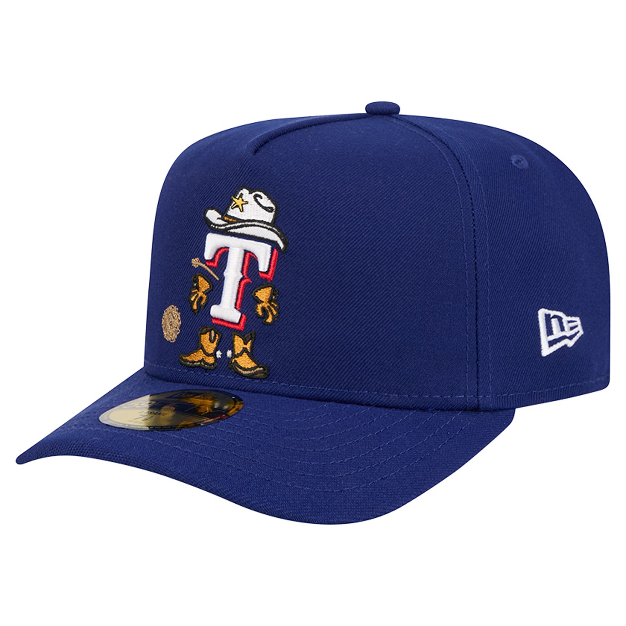 Men's New Era Dark Blue Texas Rangers Cartoon A-Frame 59FIFTY Fitted Hat
