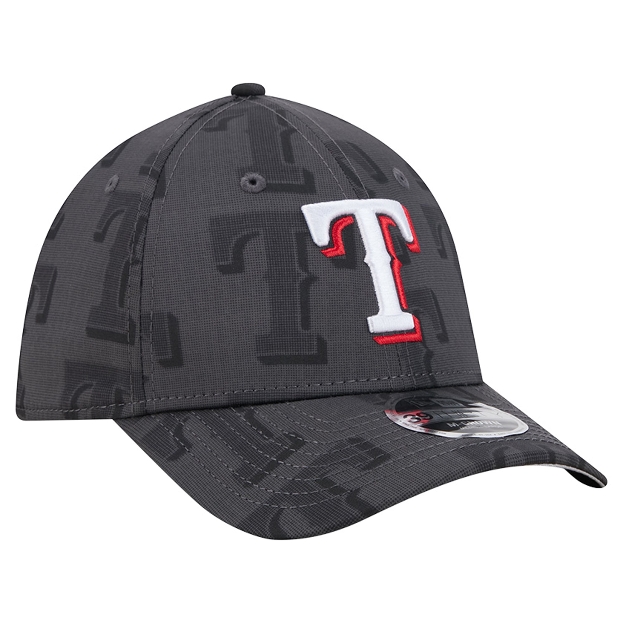 Men's New Era  Gray Texas Rangers Halftone 39THIRTY Flex Hat