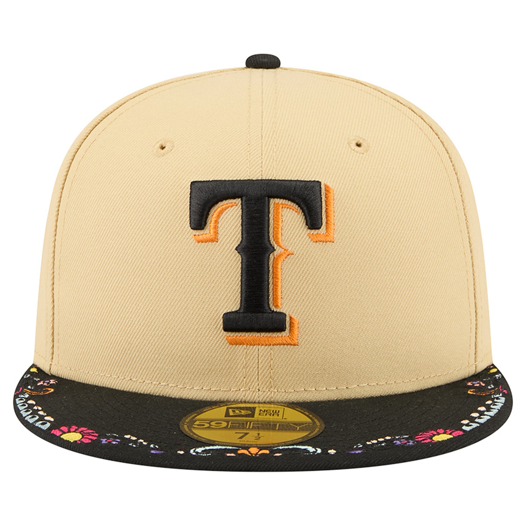 Men's New Era Light Beige Texas Rangers Two-Tone Embroidered Visor 59FIFTY Fitted Hat