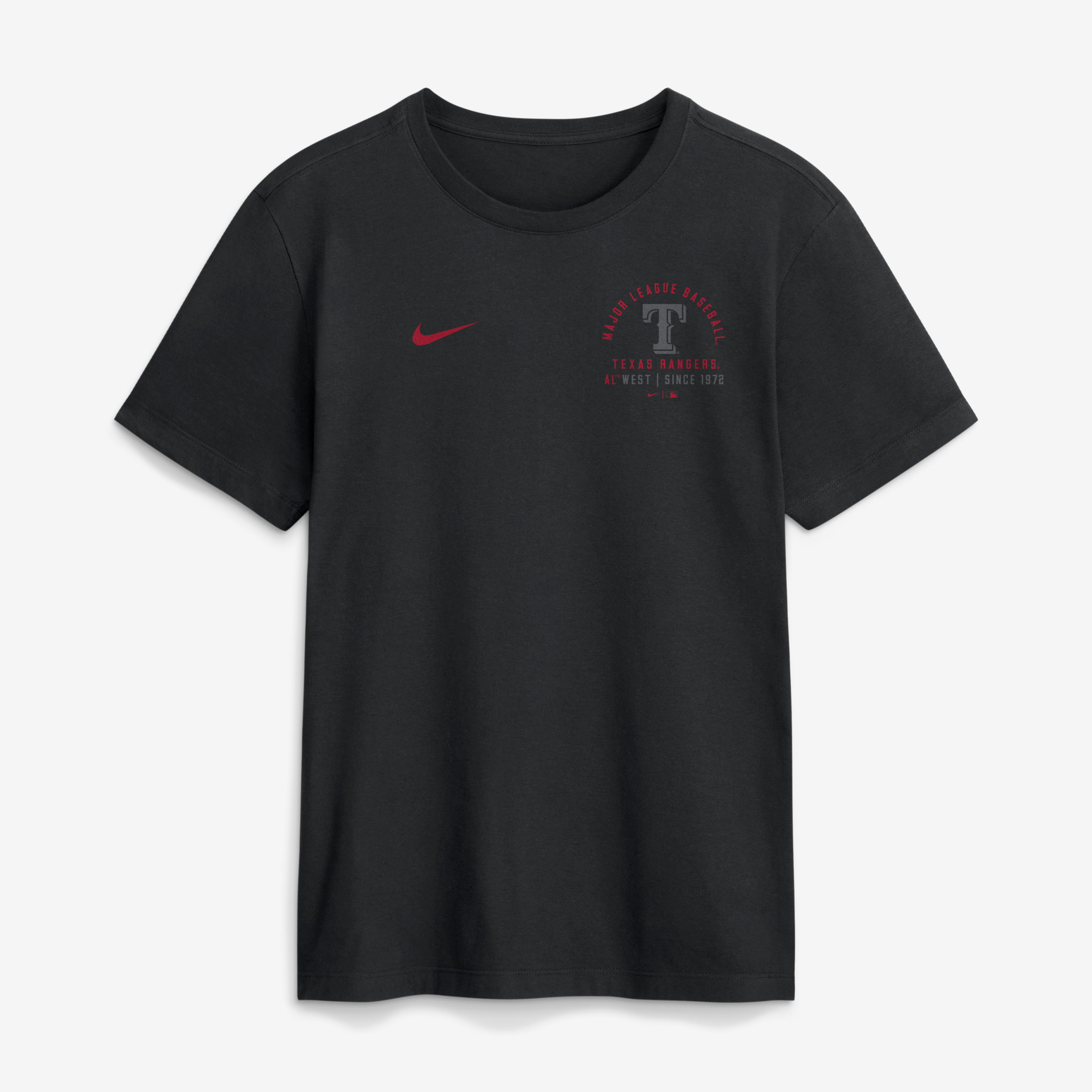 T-shirt Nike noir pour homme avec logo divisé des Texas Rangers