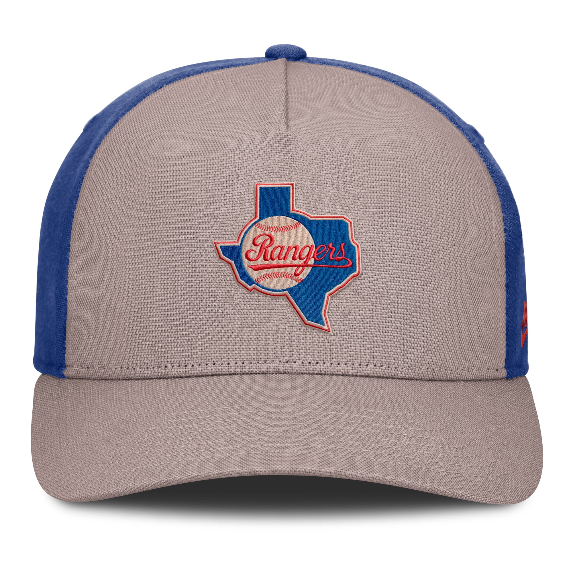 Casquette ajustable Nike pour homme, marron clair/bleu roi, Texas Rangers Cooperstown Rise.