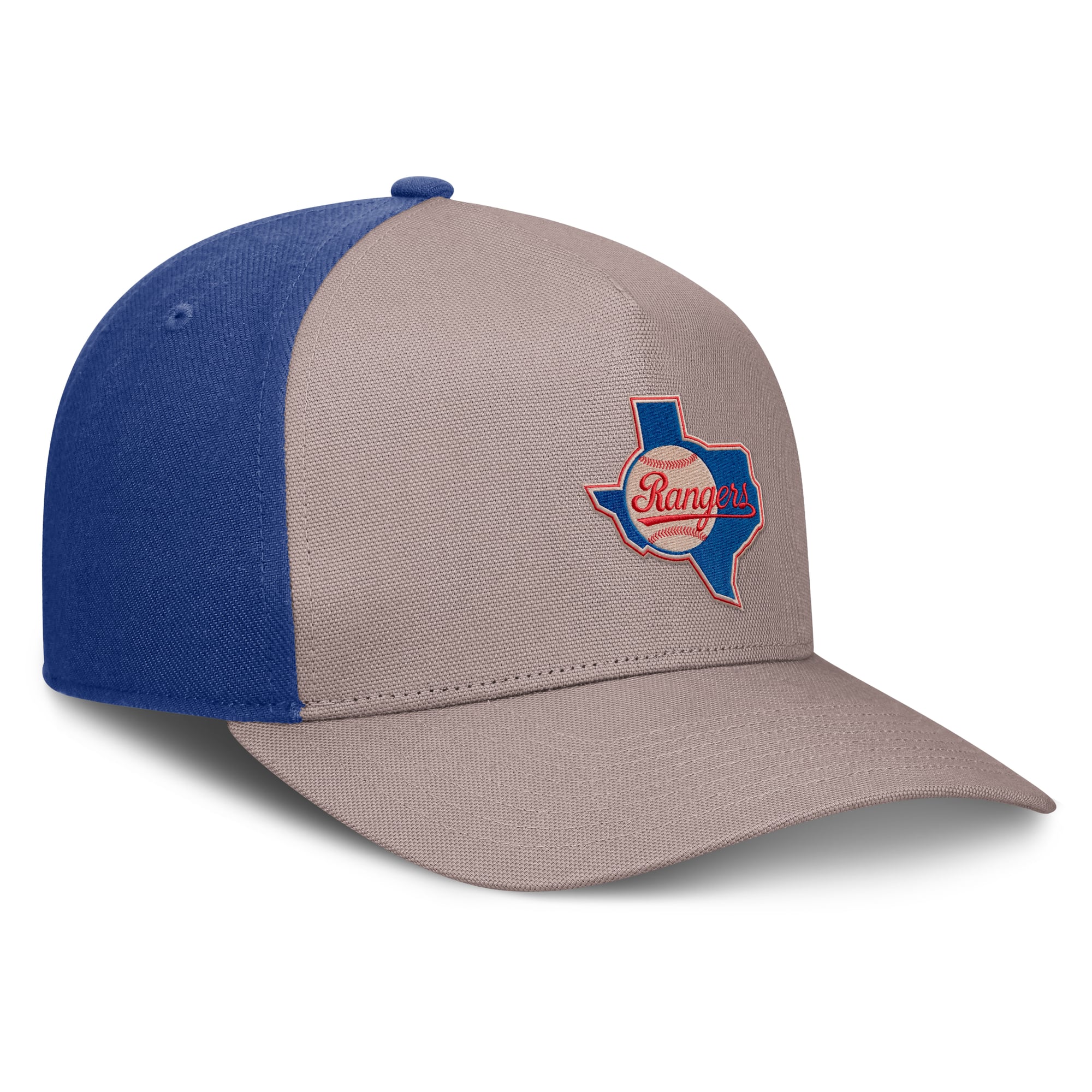 Casquette ajustable Nike pour homme, marron clair/bleu roi, Texas Rangers Cooperstown Rise.