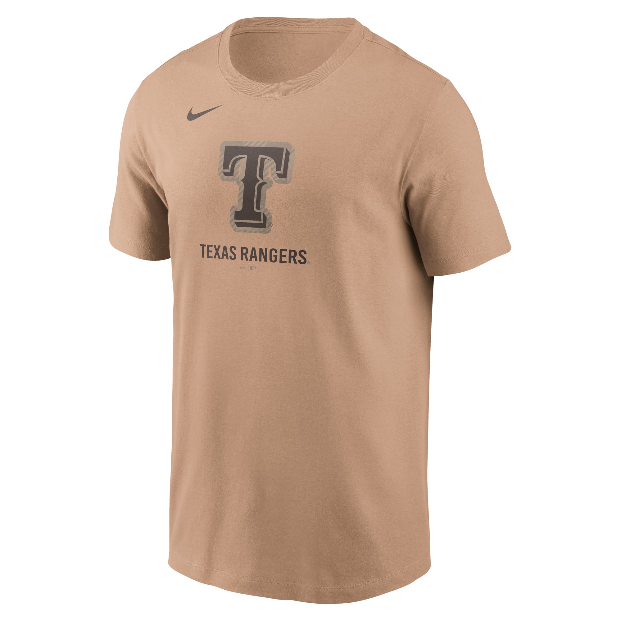 T-shirt en coton Nike pour homme, couleur beige, Texas Rangers.