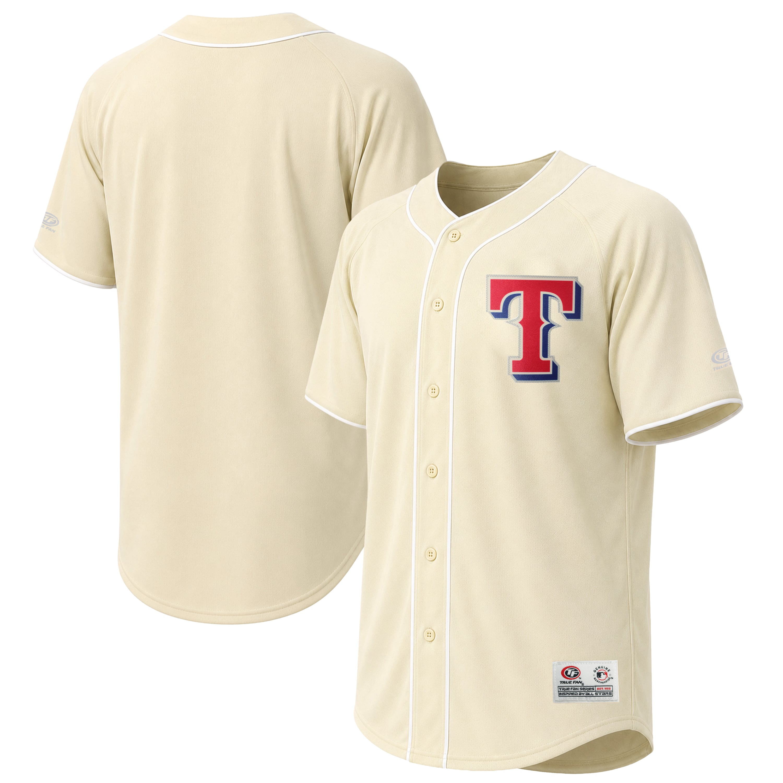 Men's Stitches Cream Texas Rangers Fashion Jersey