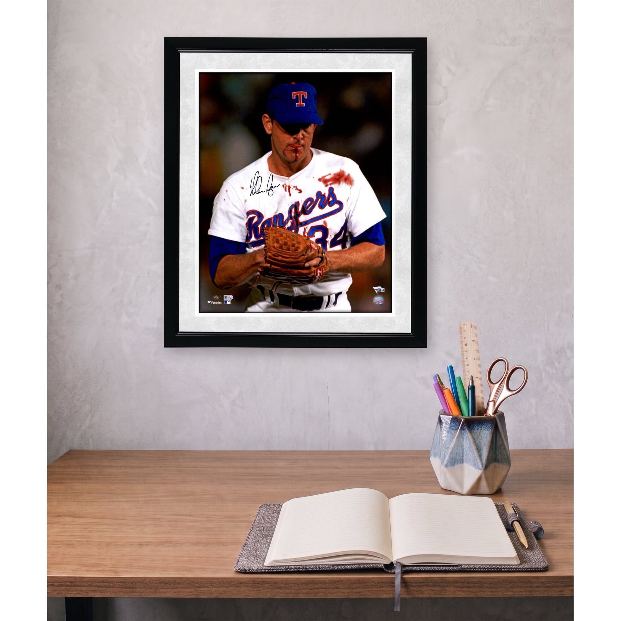Nolan Ryan Texas Rangers Autographed 16" x 20" Bloody Lip Photograph
