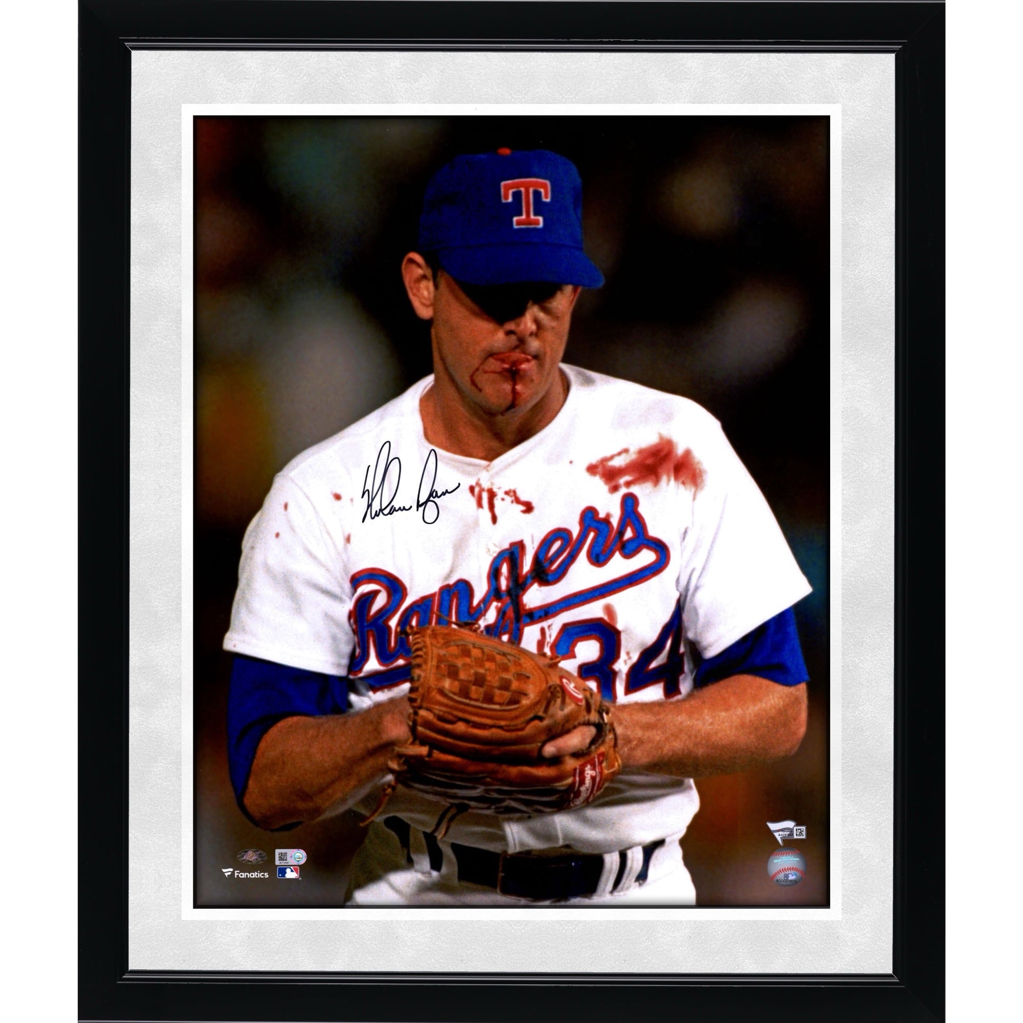 Nolan Ryan Texas Rangers Autographed 16" x 20" Bloody Lip Photograph
