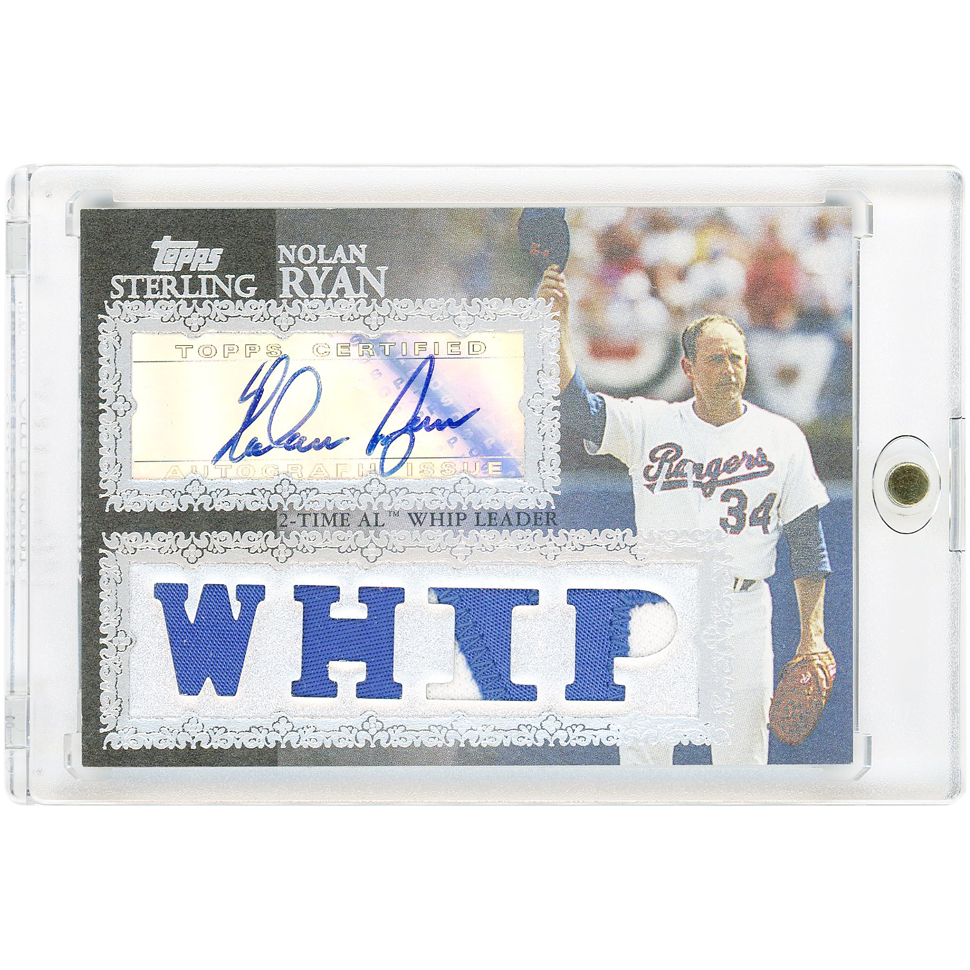 Carte autographiée de Nolan Ryan (Texas Rangers) 2007 Topps Sterling Quad Multi Color Game Used Relics #4SSA-107 #1/1