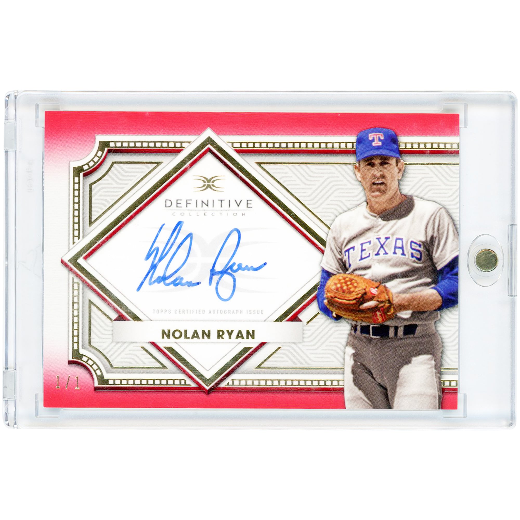 Nolan Ryan Texas Rangers Autographed 2022 Topps Definitive Collection Red #DCA-NR #1/1 Card