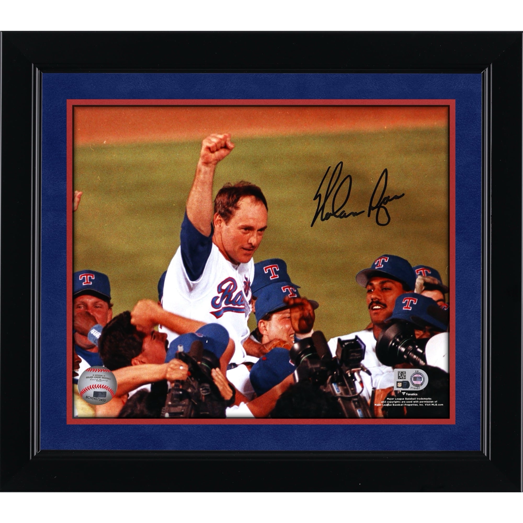 Nolan Ryan Texas Rangers Autographed 8" x 10" No-Hitter Carried Off Photograph
