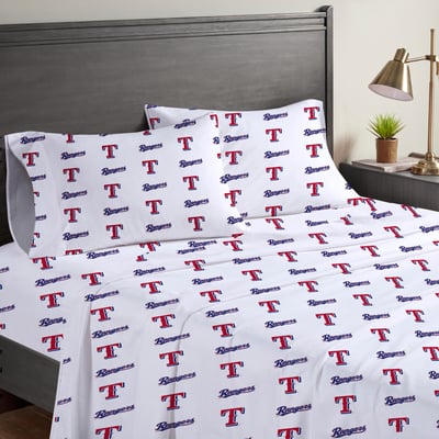 Texas Rangers Pegasus Four-Piece Queen Sheet Set