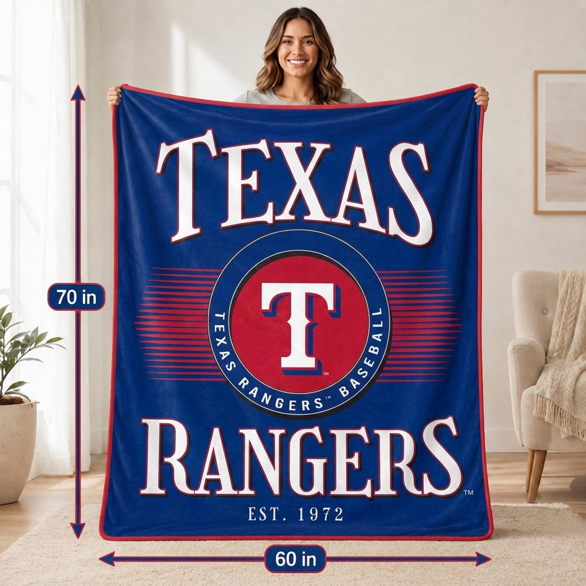Pegasus Texas Rangers Spotlight Arch 60" x 70" Ultra Soft Throw Blanket