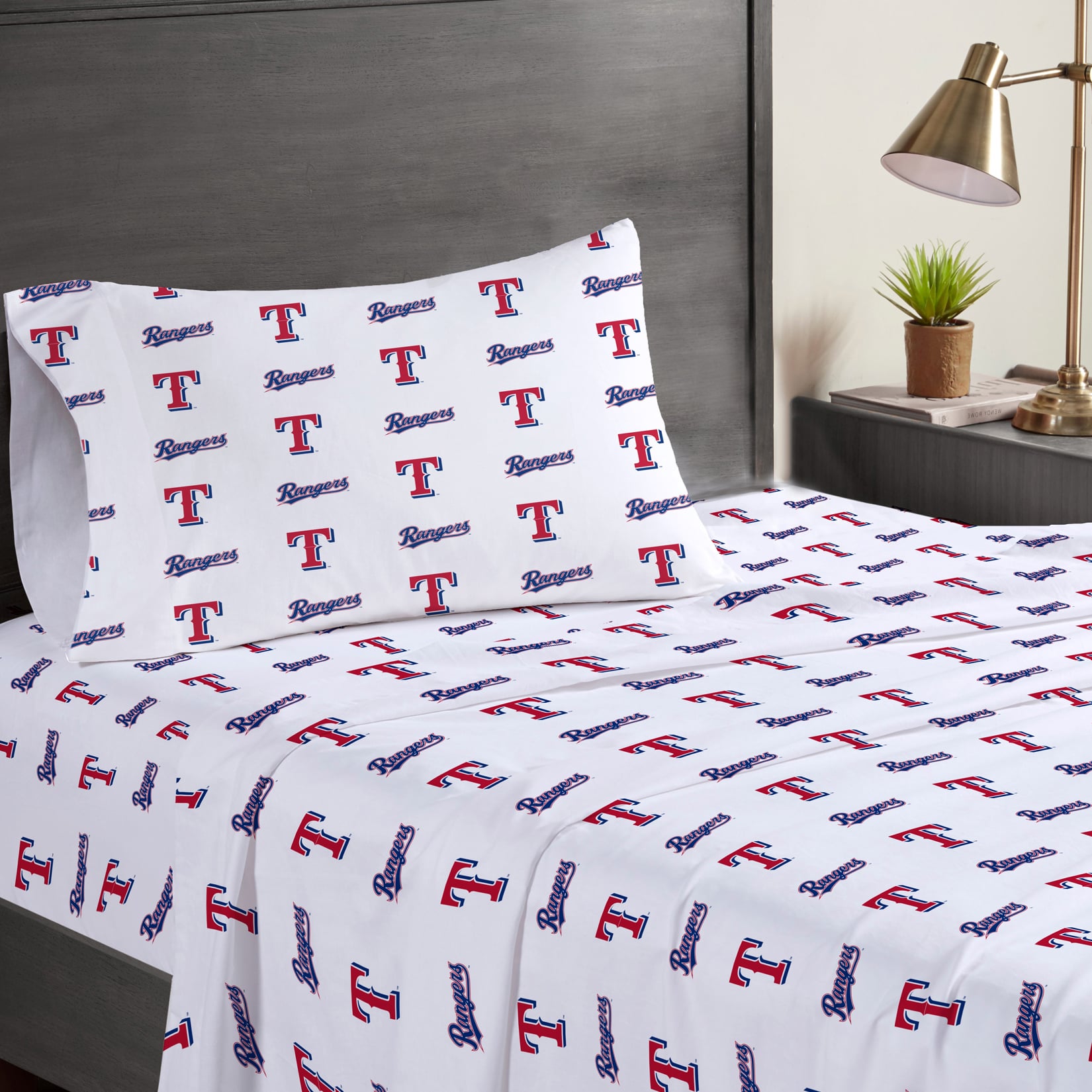 Ensemble de draps trois pièces Pegasus Texas Rangers pour lit simple