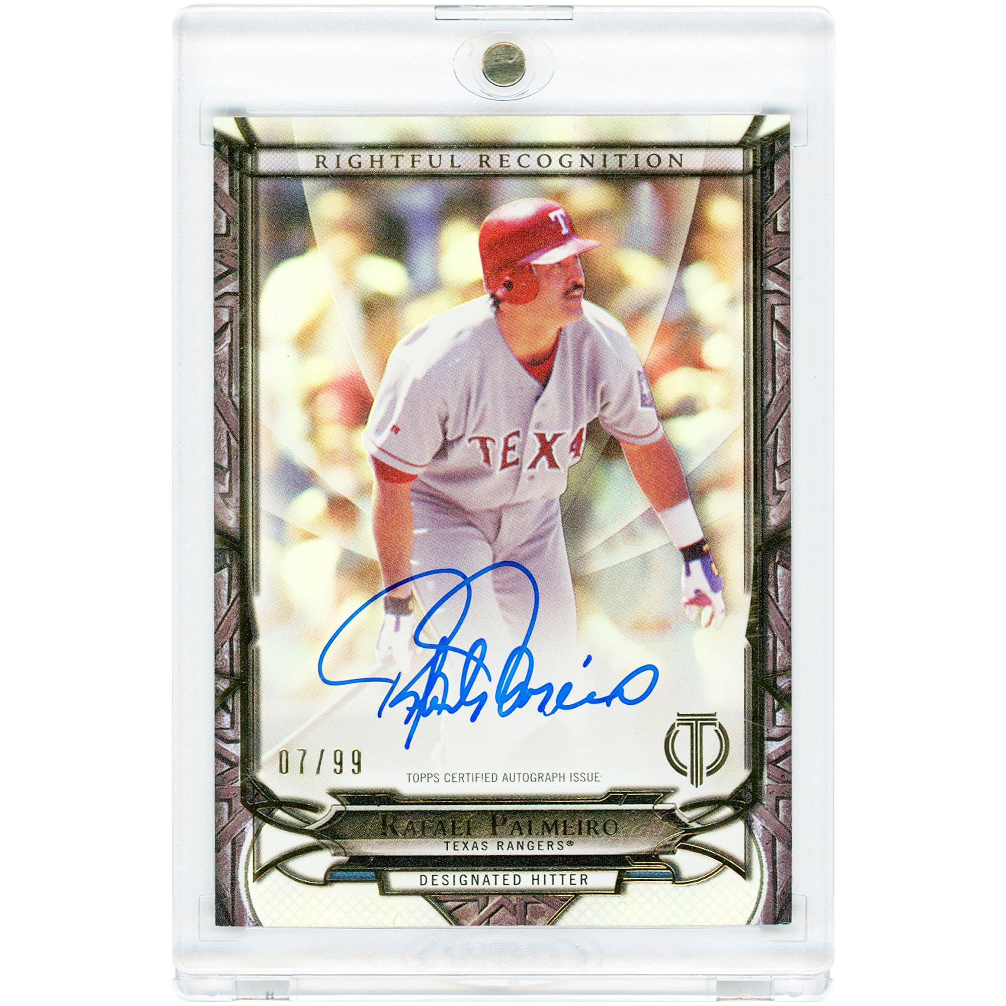 Rafael Palmeiro Texas Rangers Autographed 2016 Topps Tribute Rightful Recognition #NOW-RP #7/99 Card