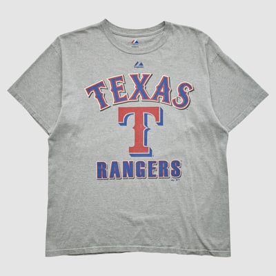 Texas Rangers Majestic 2010s T-shirt - Heather Gray - L by Fanatics Real Vintage